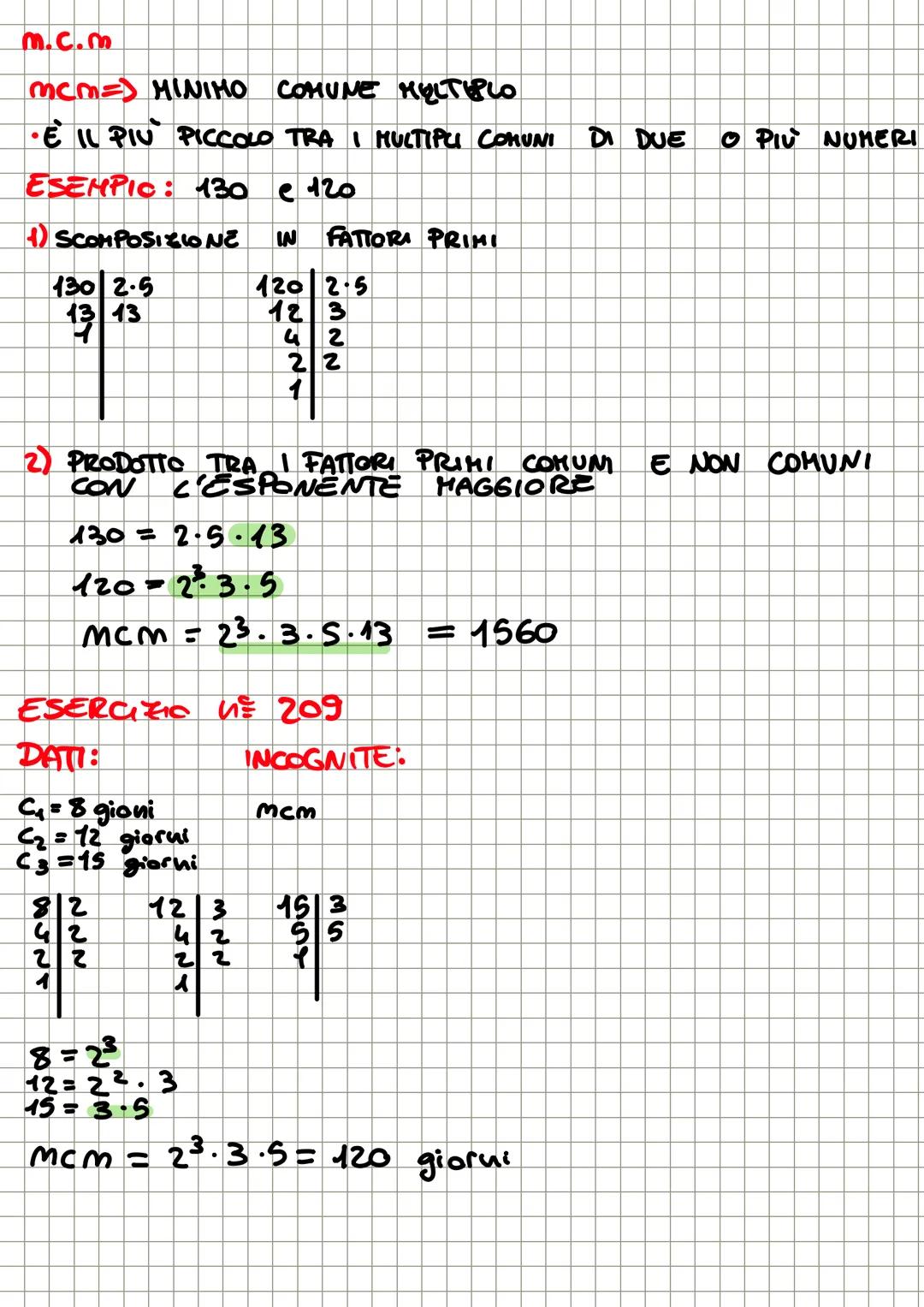 HCD
MCD => MASSIMO
COMUNE
DIVISORE
• E' IL PIÙ GRANDE TRA I DIVISORI COMUNI
ESEMPIO: 130 e 120
1) SCOMPOSIZIONE
130 2.5
1313
IN FATTORI PRIM