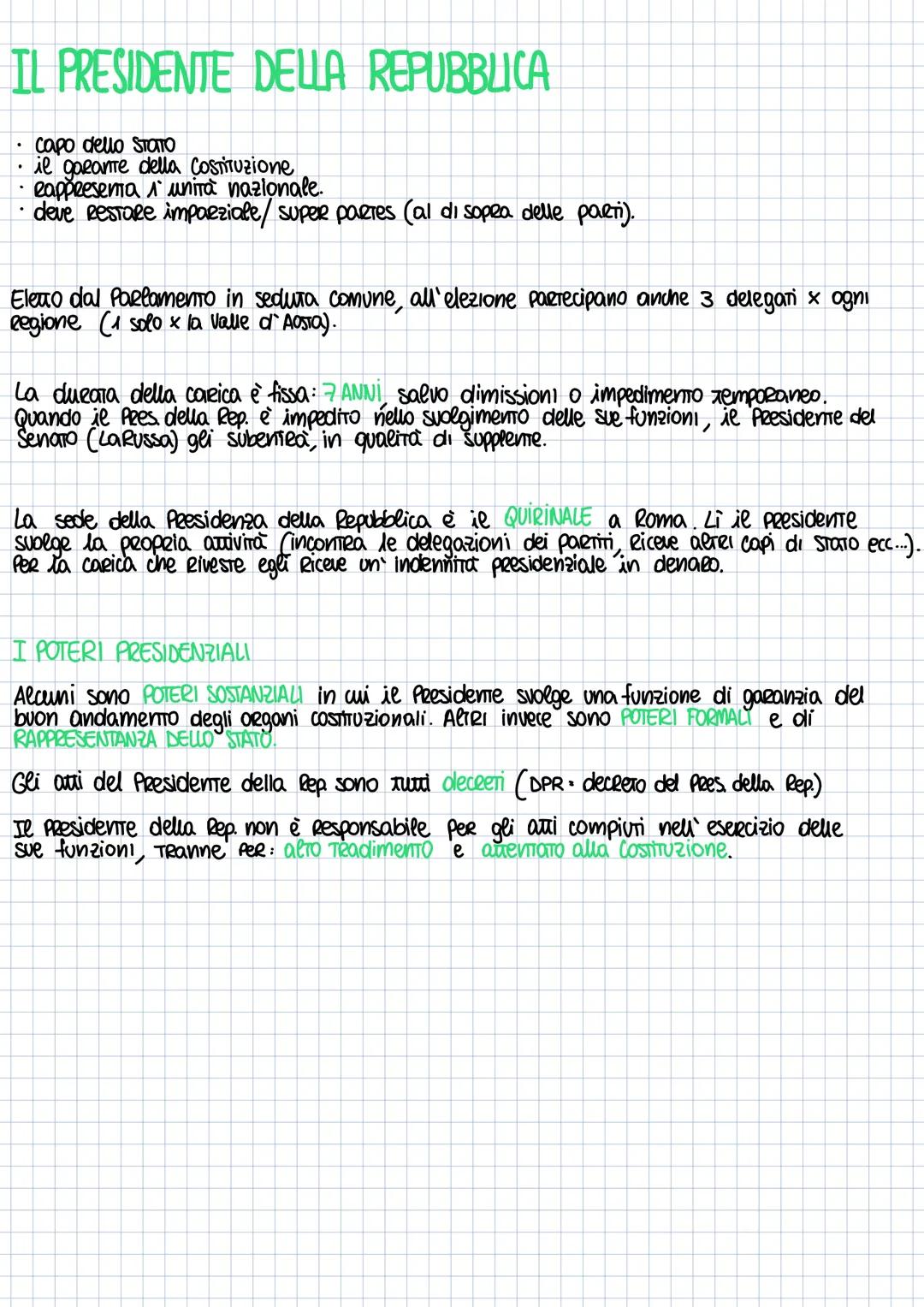 IL PRESIDENTE DELLA REPUBBLICA
capo dello STOTO
il garante della Costituzione
• Rappresenta i unità nazionale.
deve restare imparziale/ supe