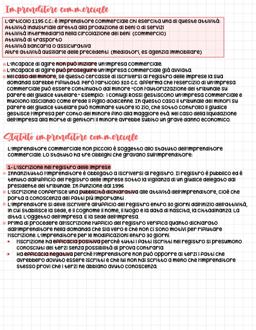 A1 - L'in prenditore
Art. 41. Cost: "l'iniziativa economica privata è libera"
Art. 2082 C.C.: è imprenditore chi esercita professionalmente