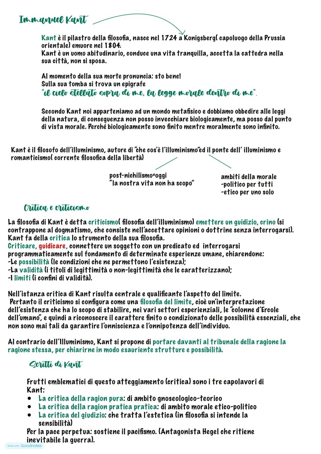 Immanuel Kant
Kant è il pilastro della filosofia, nasce nel 1724 a Konigsberg( capoluogo della Prussia
orientale) emuore nel 1804.
Kant è un
