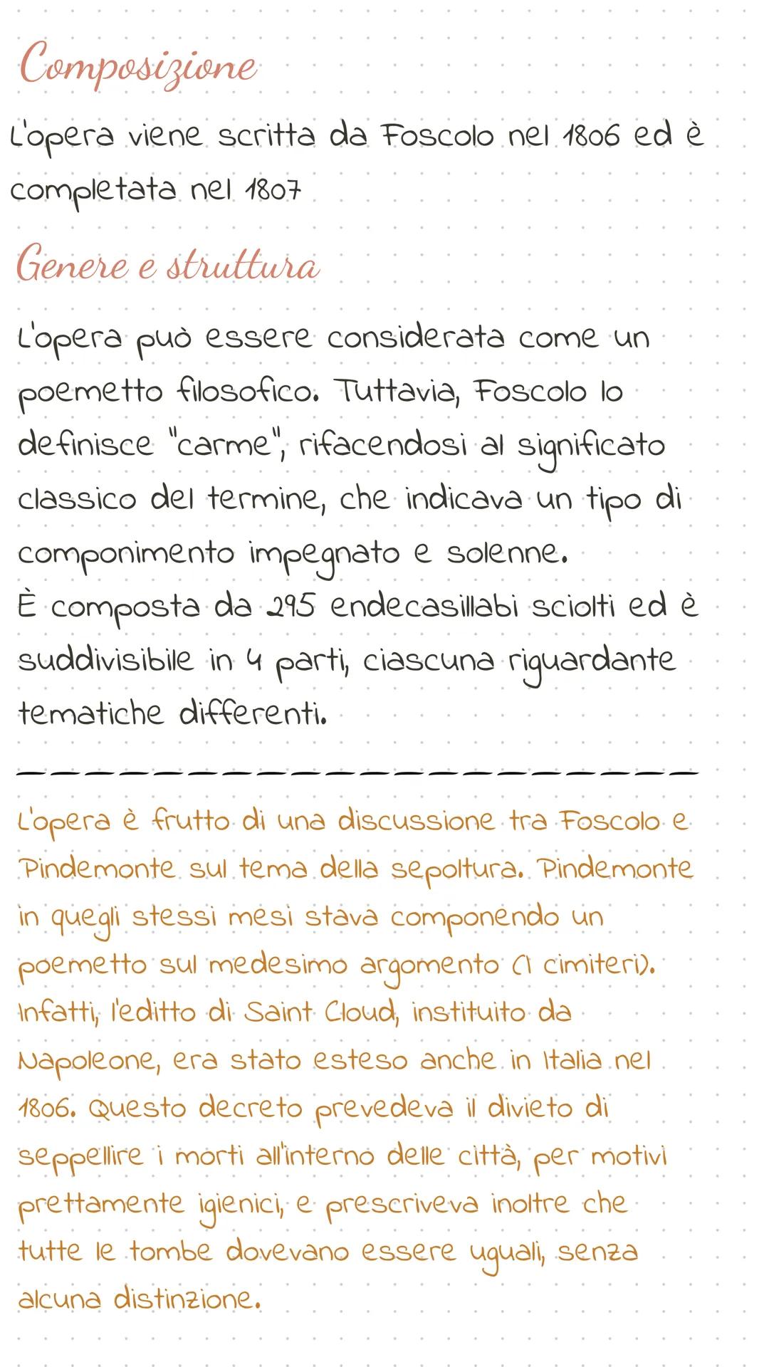 # DEI
# SEPOLCRI
*Ugo foscolo* # Composizione
L'opera viene scritta da Foscolo nel 1806 ed è
completata nel 1807
## Genere e struttura