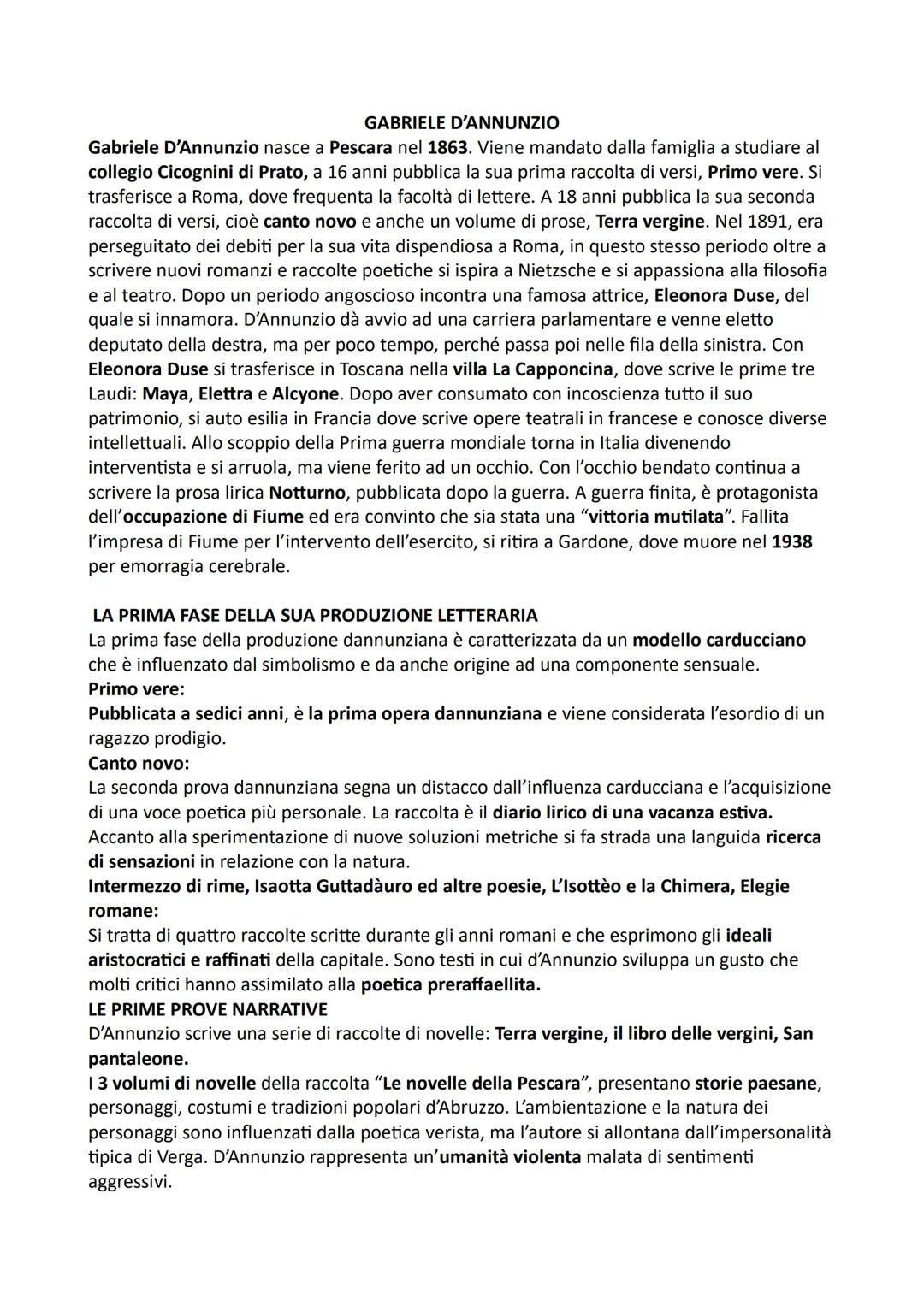 # GABRIELE D'ANNUNZIO
Gabriele D'Annunzio nasce a Pescara nel 1863. Viene mandato dalla famiglia a studiare al
collegio Cicognini di Prato,