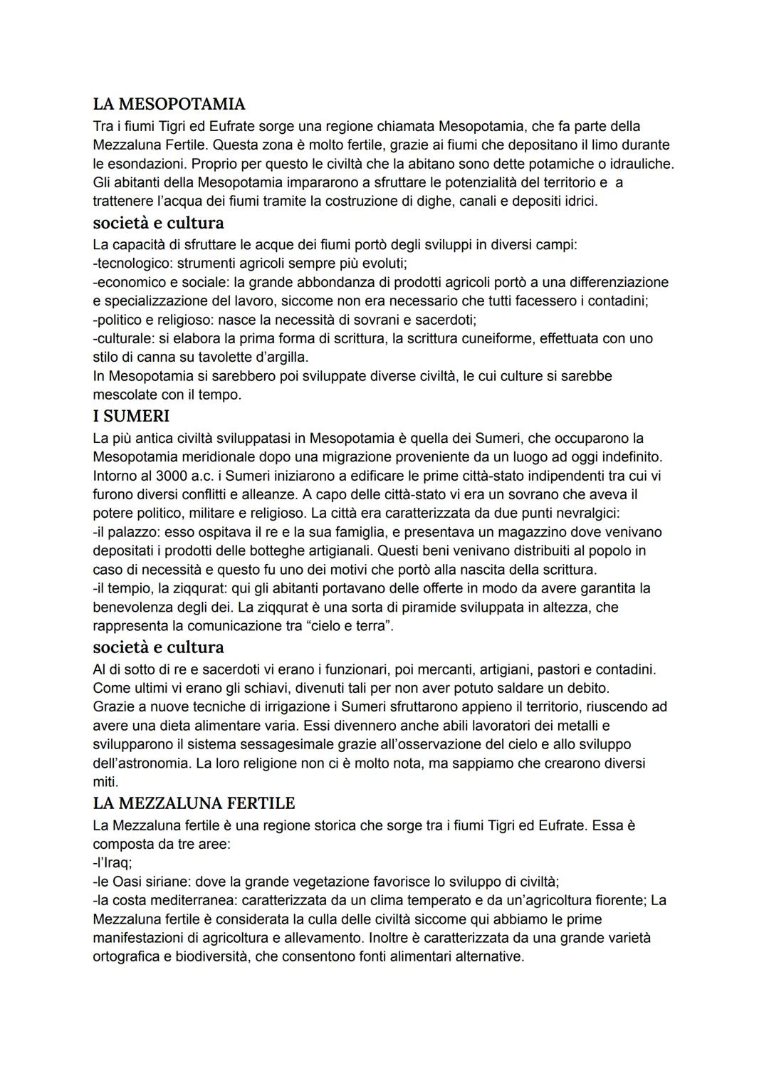 LA MESOPOTAMIA
Tra i fiumi Tigri ed Eufrate sorge una regione chiamata Mesopotamia, che fa parte della
Mezzaluna Fertile. Questa zona รจ molt