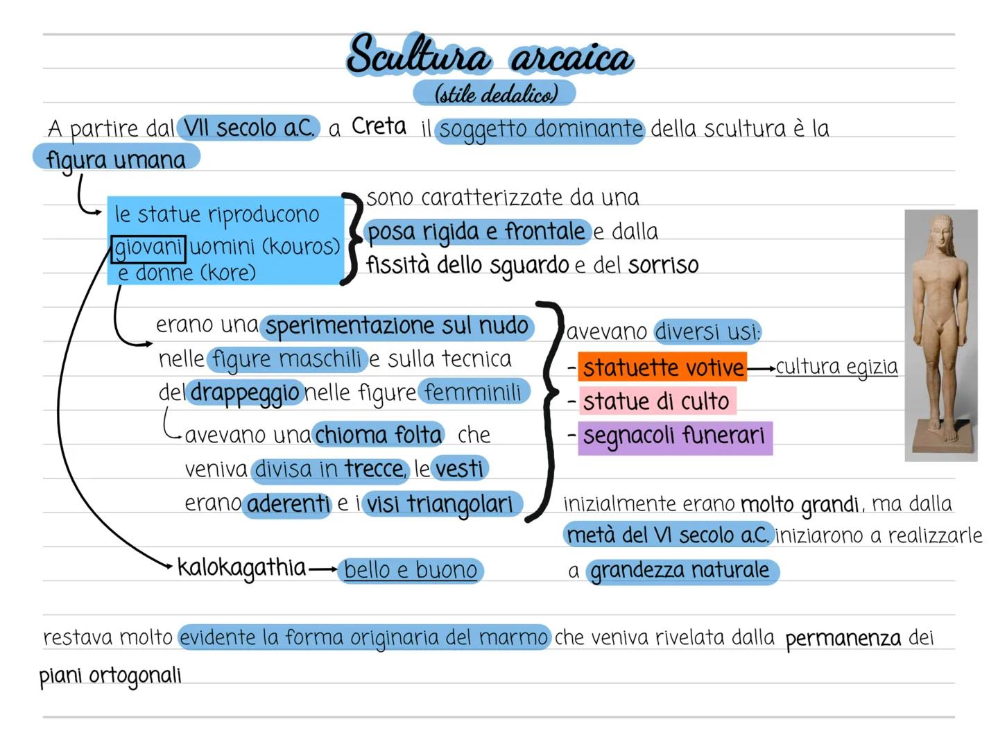 Scultura arcaica
(stile dedalico)
A partire dal VII secolo a.C. a Creta il soggetto dominante della scultura è la
figura umana
le statue rip