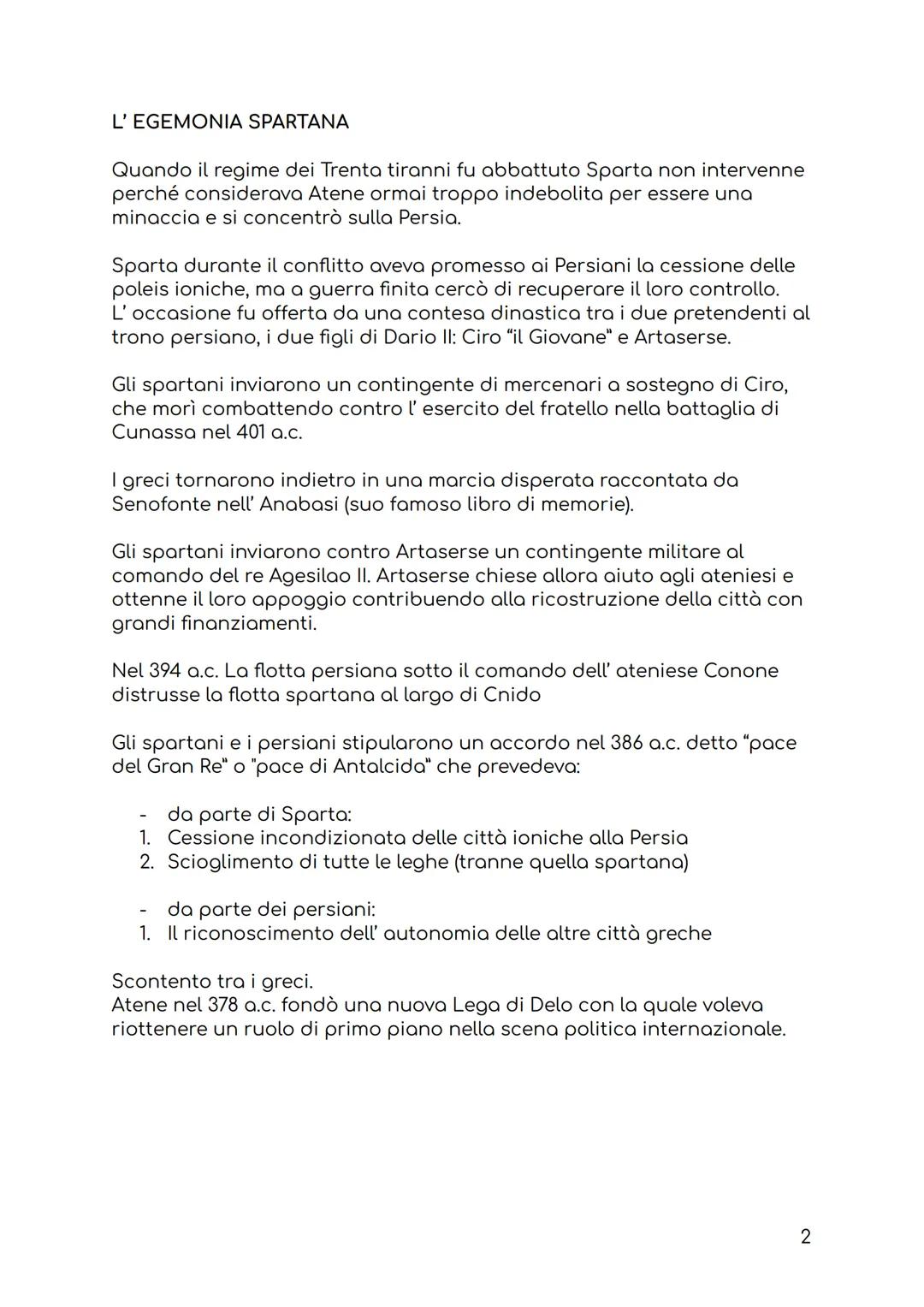 SPARTA E TEBE
Instabilità politica in tutto il IV secolo a.c. a causa della guerra del
Peloponneso. La guerra:
1. Mise a nudo le contraddizi