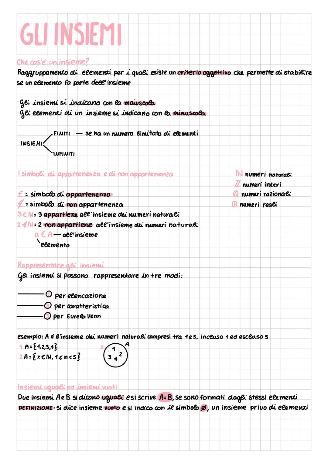 # GLI INSIEMI
Che cos'e un insieme?
Raggruppamento di elementi per i quali esiste un criterio oggettivo che permette di stabilire
se un ele