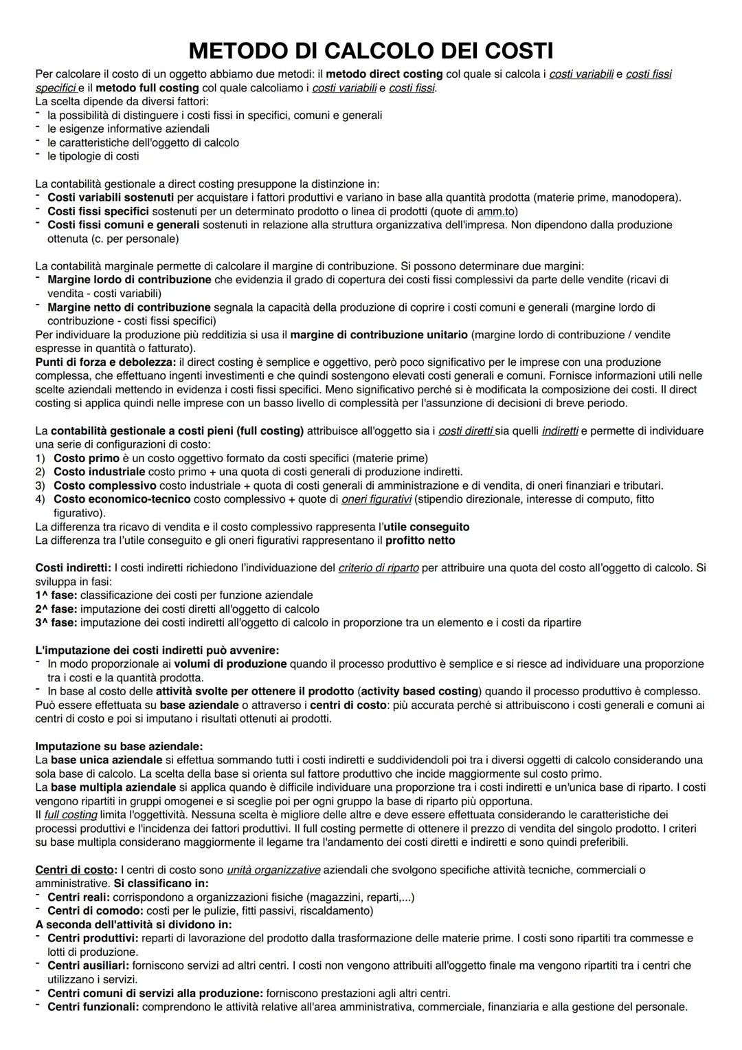 # CONTABILITÀ GESTIONALE
ELEMENTI SISTEMA INFORMATIVO DIREZIONALE: II sistema informativo deve fornire agli organi aziendali le informazion