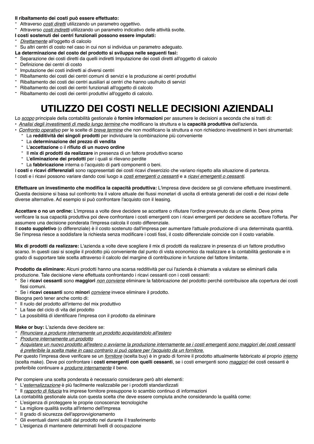 # CONTABILITÀ GESTIONALE
ELEMENTI SISTEMA INFORMATIVO DIREZIONALE: II sistema informativo deve fornire agli organi aziendali le informazion