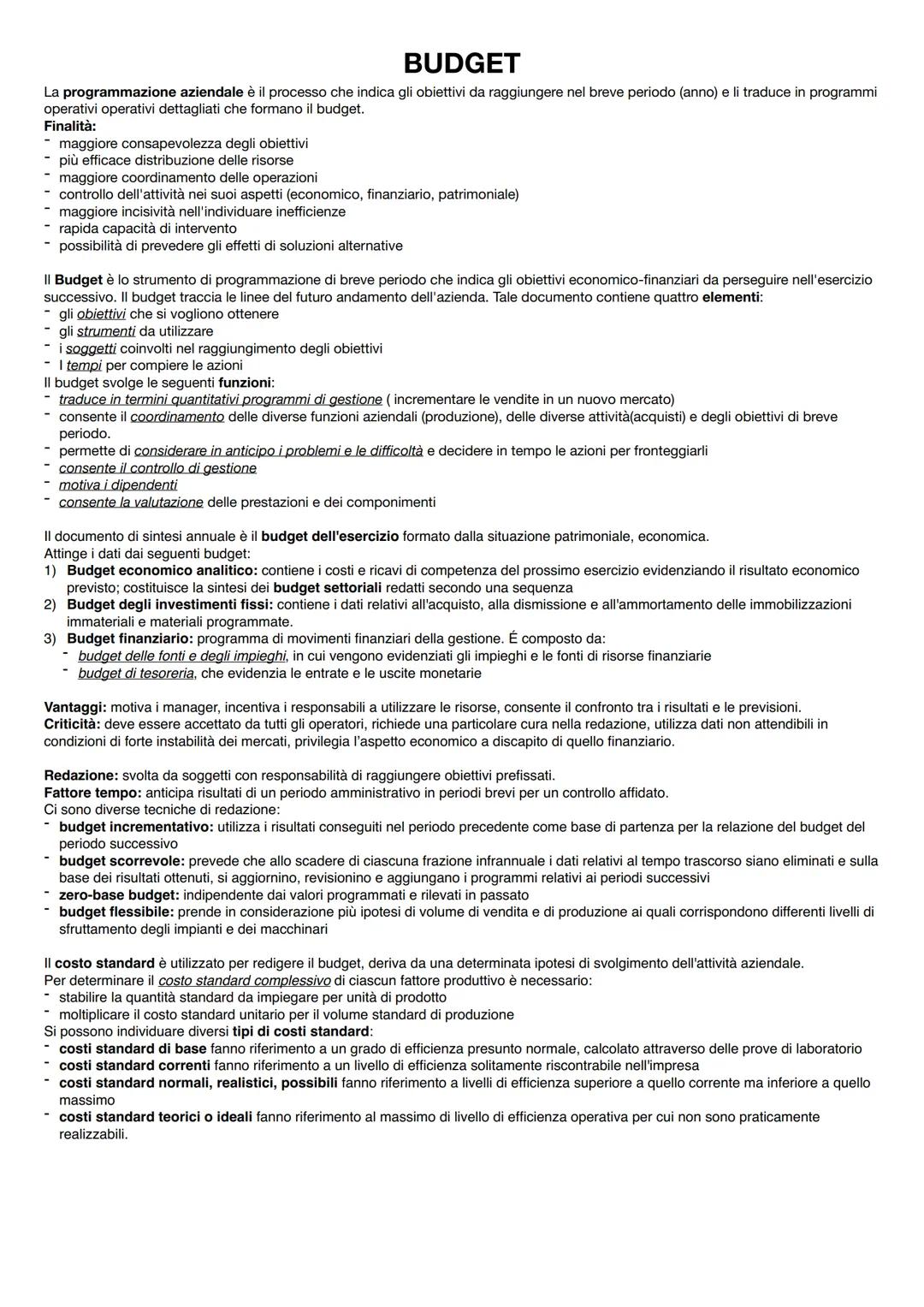 # CONTABILITÀ GESTIONALE
ELEMENTI SISTEMA INFORMATIVO DIREZIONALE: II sistema informativo deve fornire agli organi aziendali le informazion