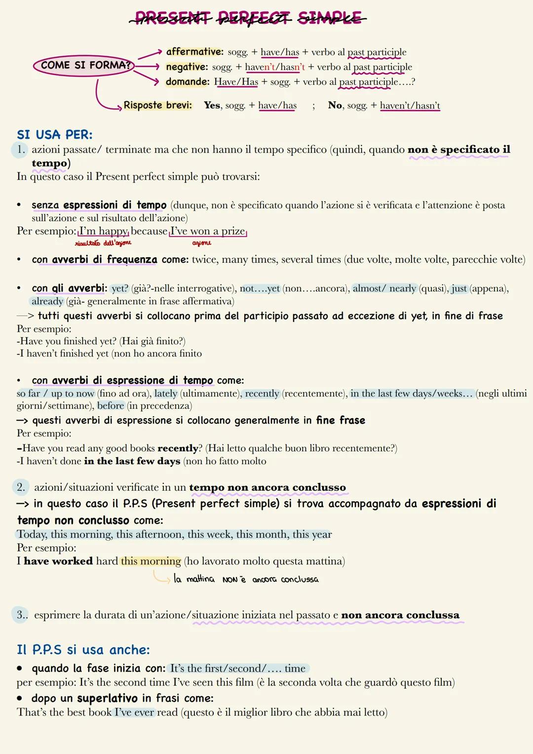 # PRESENT PERFECT SIMPLE
affermative: sogg. + have/has + verbo al past participle
negative: sogg. + haven't/hasn't + verbo al past partici