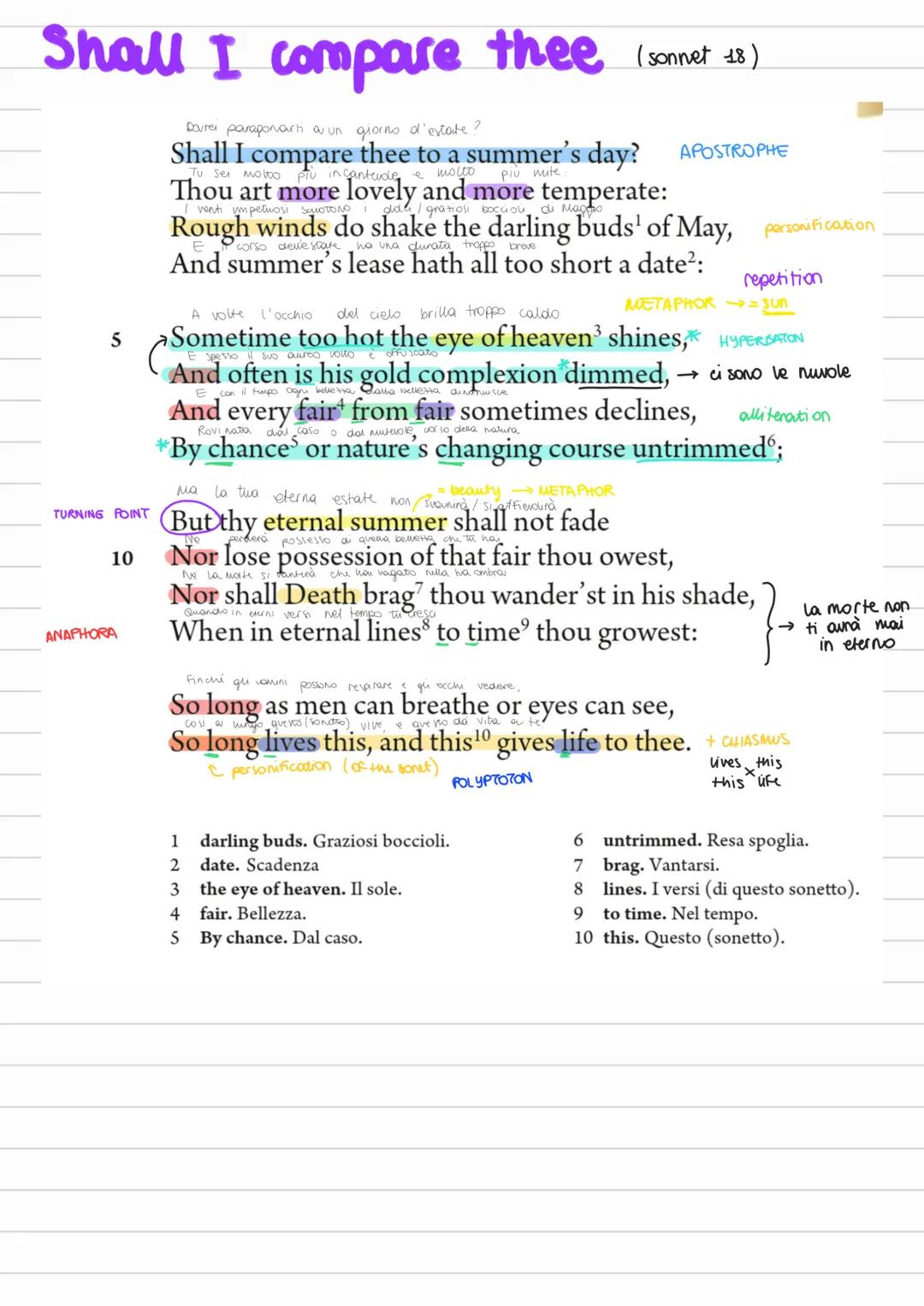 # Shall I compare thee (sonnet 48)
Dourer paraponach ar un giorno d'estate?
Shall I compare thee to a summer's day? APOSTROPHE
Tu sei molto