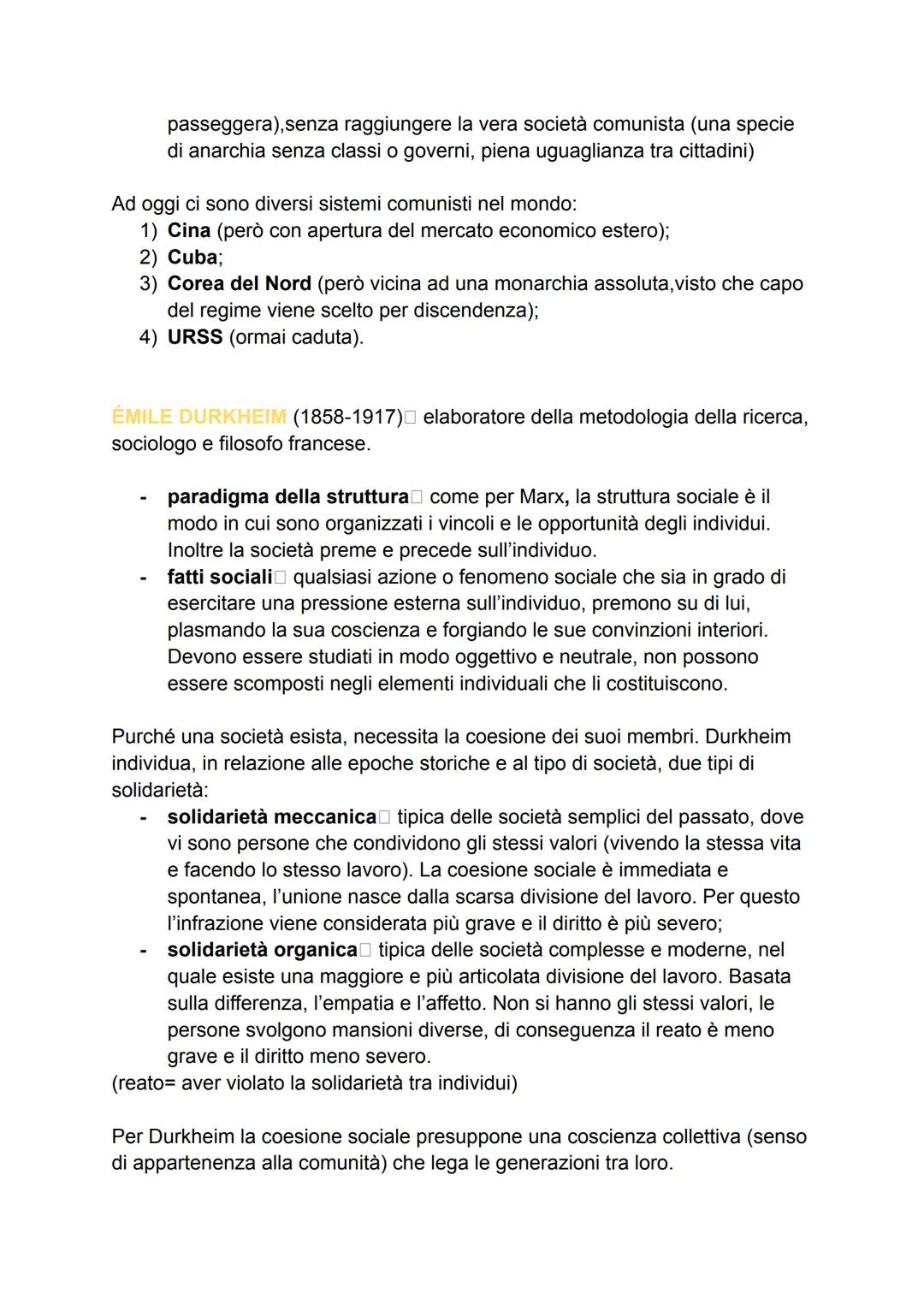 KARL MARX (1818-1883) filosofo, economista e sociologo tedesco.
- paradigma della struttura come per Durkheim, Marx riteneva che
fosse la s