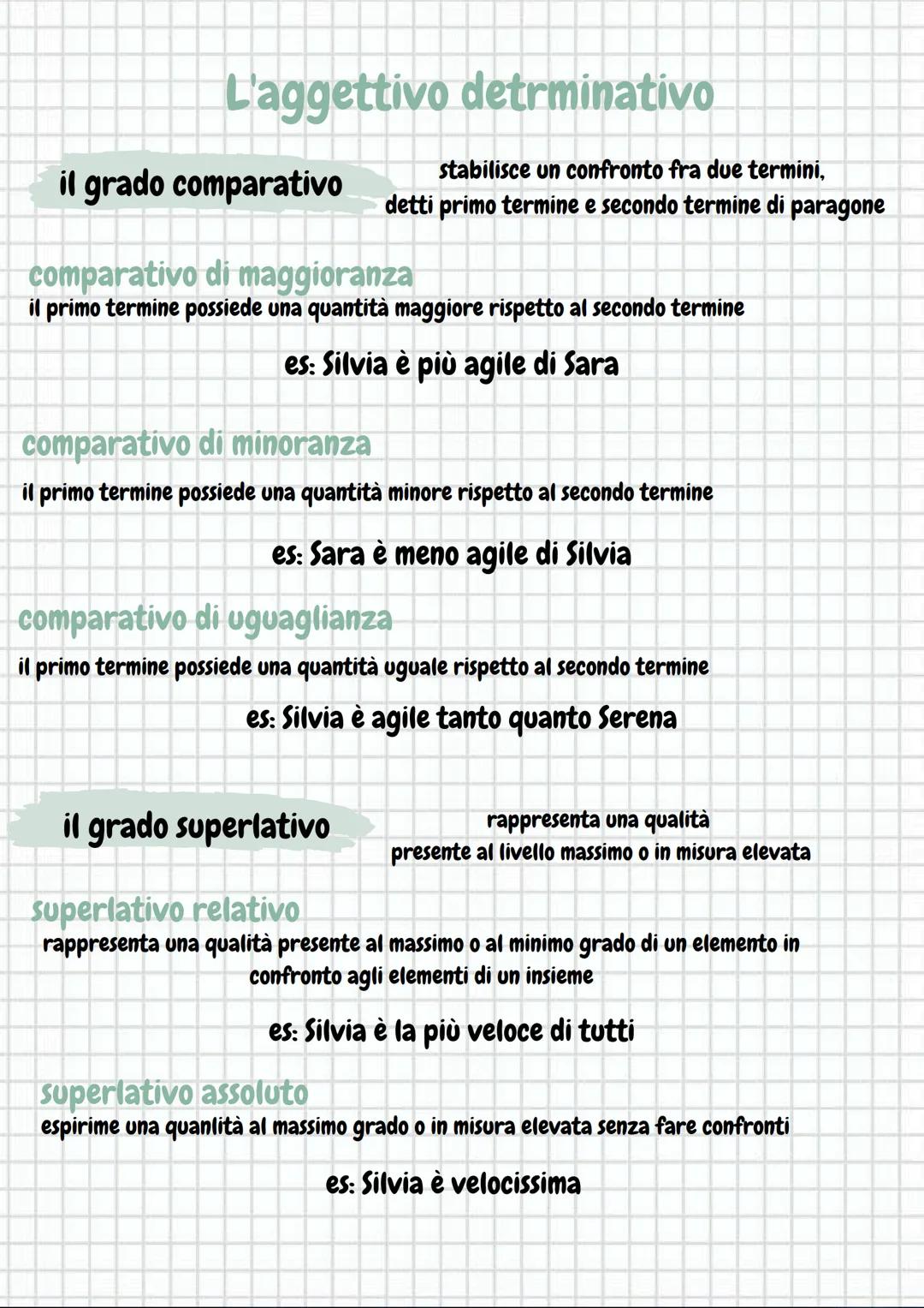 L'aggettivo
che cos'è l'aggettivo?
L'aggettivo è una parte variabile del discorso
che si aggiunge al nome per specificarlo meglio
diviso in