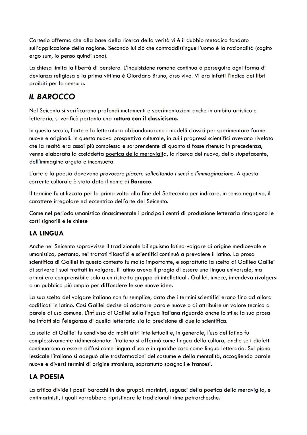 IL SEICENTO
Il Seicento è un secolo composto da due elementi caratterizzanti: la Rivoluzione scientifica e il
Barocco.
Esso fu un secolo di