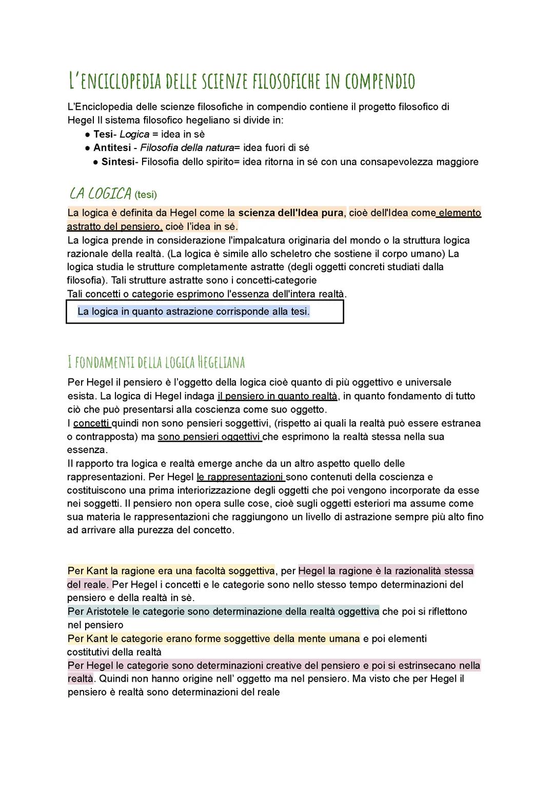 Hegel: enciclopedia delle scienze filosofiche in compendio