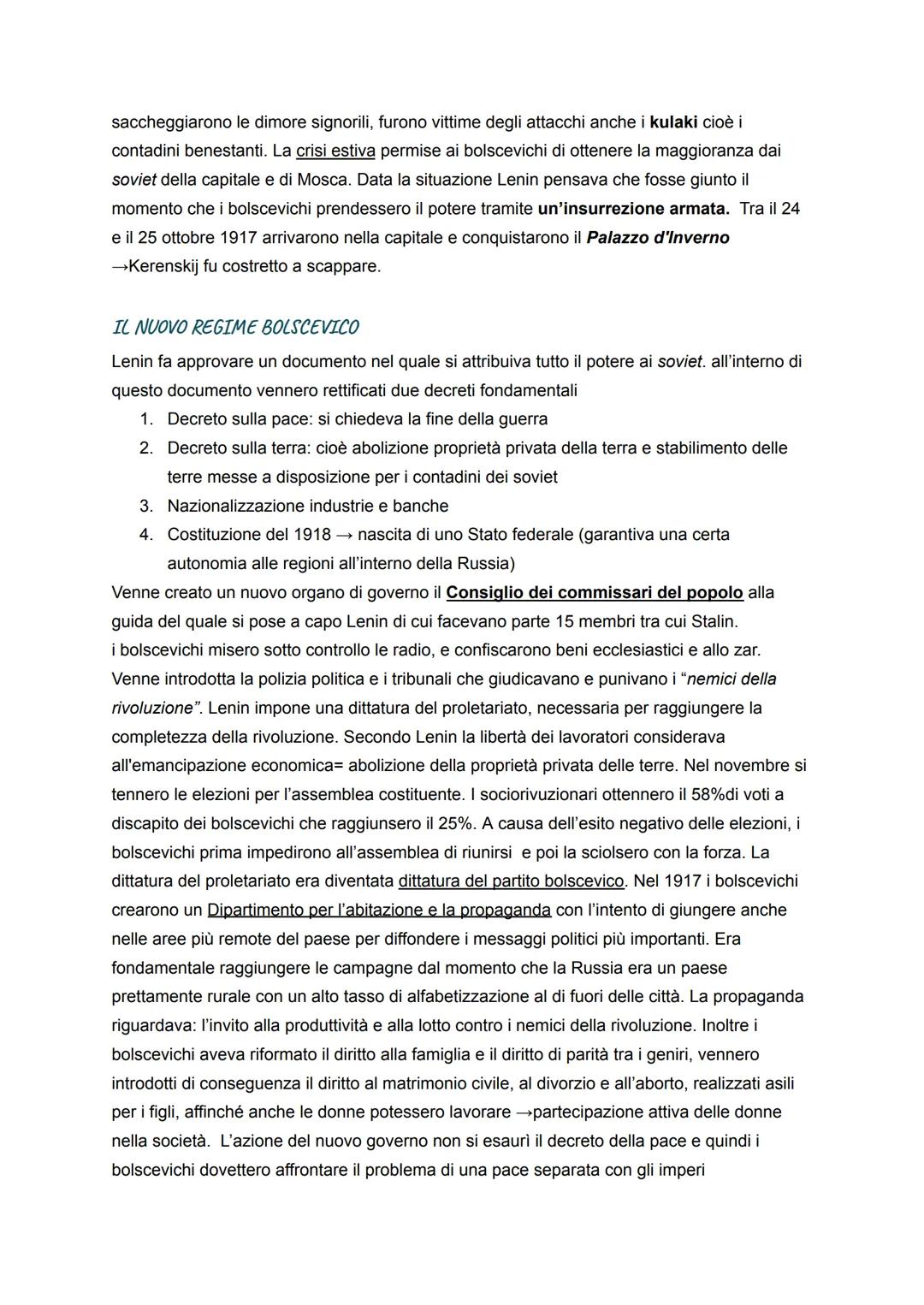 Capitolo 5
RIVOLUZIONE RUSSA DA LENIN A STALIN
La prima grande potenza del crollo sospeso della guerra fu l'impero russo. Nel 1917 la
situaz