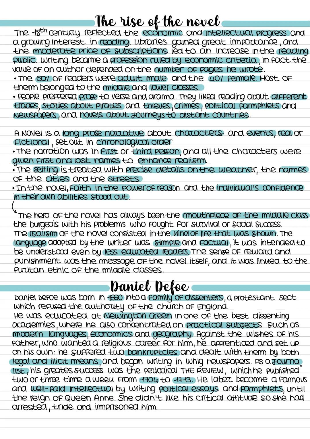 The rise of the novel
The 18th century reflected the economic and intellectual progress and
a growing interest in reading. Libraries gained