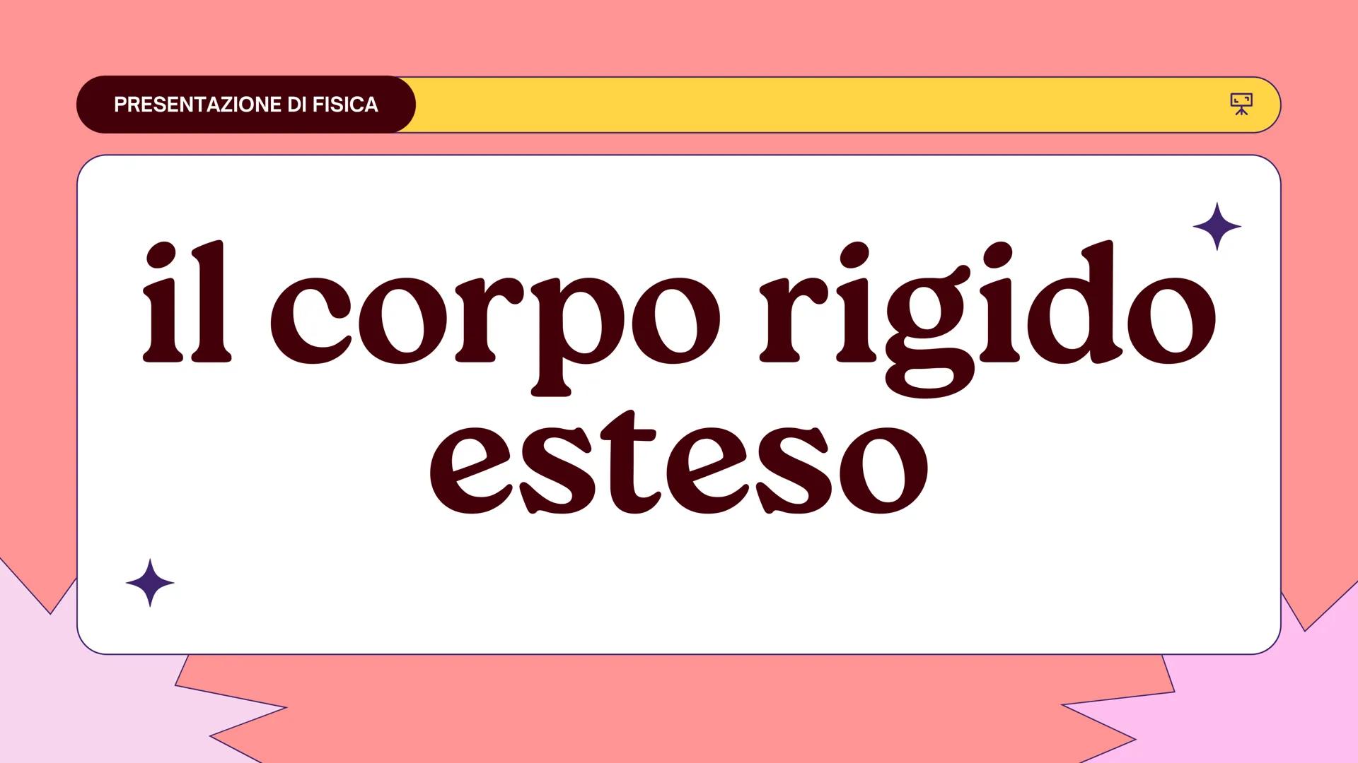 PRESENTAZIONE DI FISICA
il corpo rigido
esteso il corpo rigido:
è un'oggetto esteso che non subisce
NESSUNA deformazione da parte della
forz