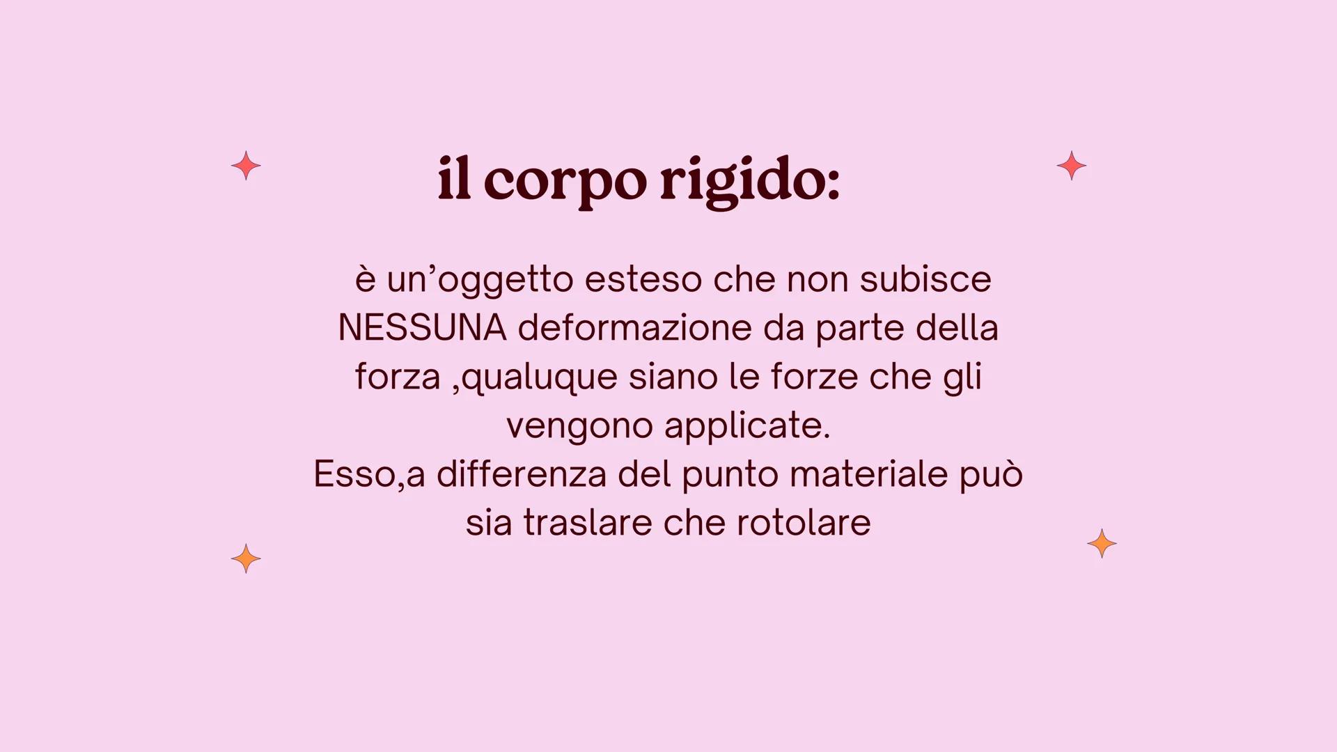PRESENTAZIONE DI FISICA
il corpo rigido
esteso il corpo rigido:
è un'oggetto esteso che non subisce
NESSUNA deformazione da parte della
forz