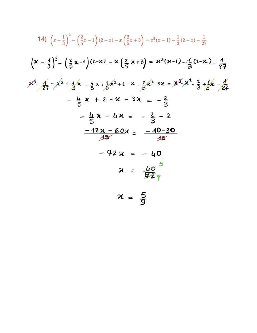EQUAZIONI DI PRIMO GRADO
1) 8(x-1)-2(x+3)=3(2x-1) - 5 - 17x
8(x-1)-2(x+3)= 3(2x-1)-5-17×
8x-8
-
22
-
6 =
8x-2x
-
6x-3-5-172
- 6x + 17x = -3-