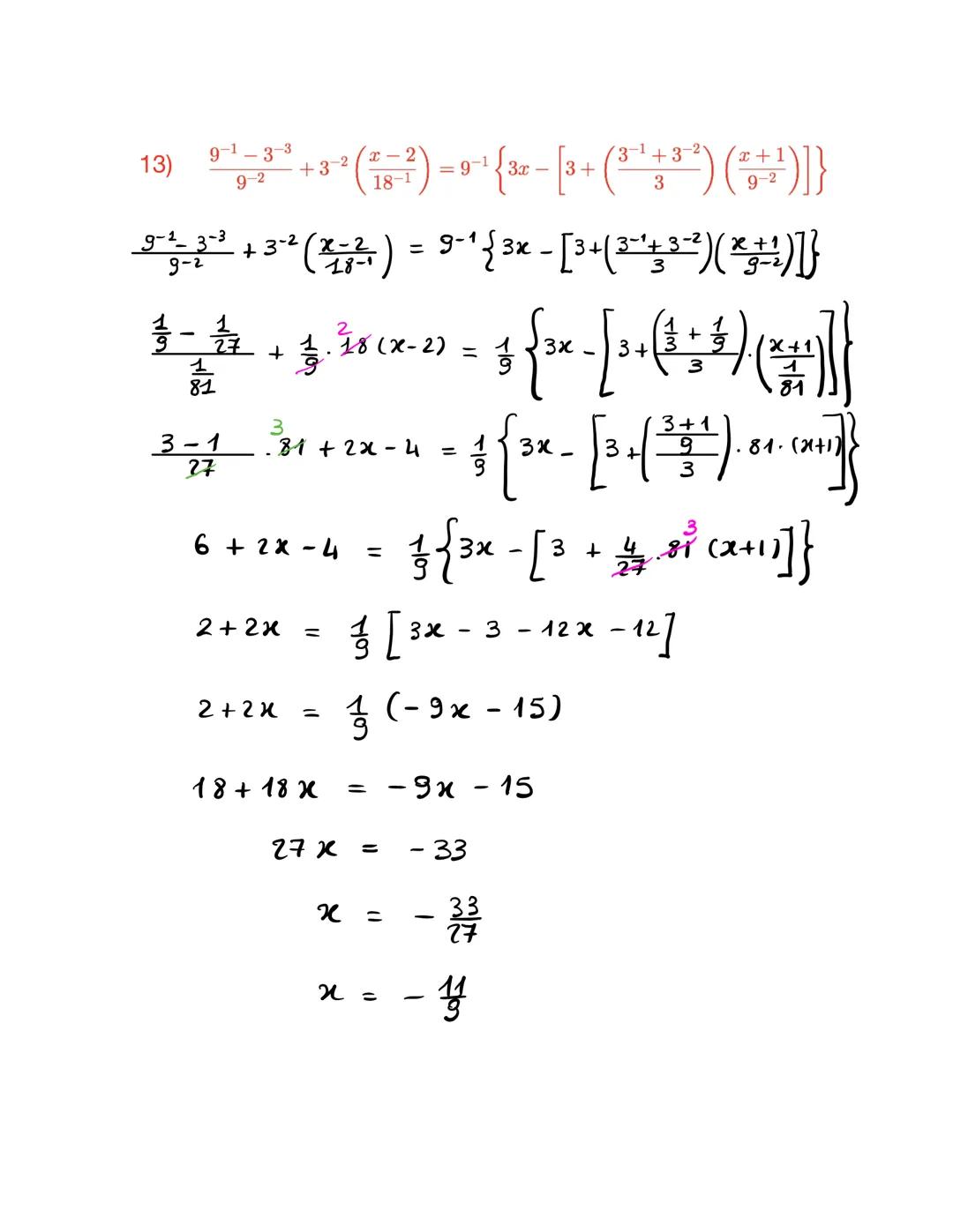 EQUAZIONI DI PRIMO GRADO
1) 8(x-1)-2(x+3)=3(2x-1) - 5 - 17x
8(x-1)-2(x+3)= 3(2x-1)-5-17×
8x-8
-
22
-
6 =
8x-2x
-
6x-3-5-172
- 6x + 17x = -3-