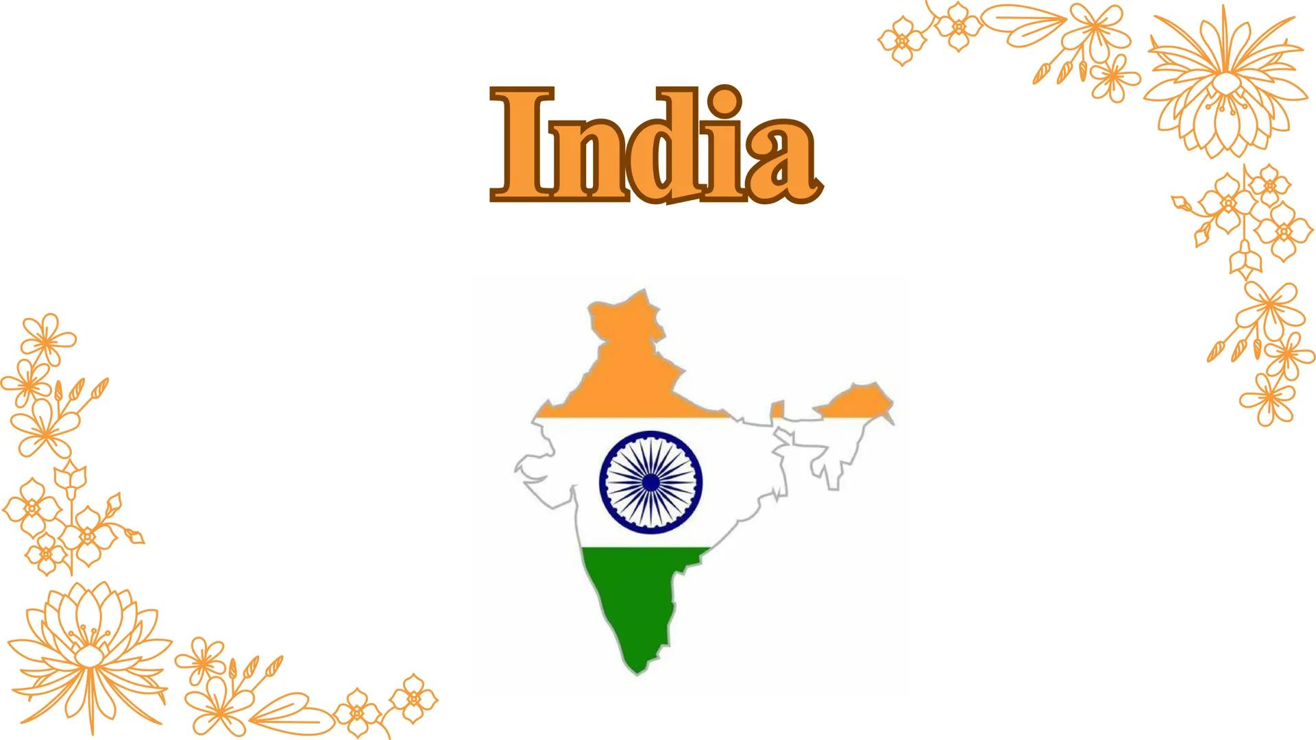 # India # Profilo fisico
• Superficie: 3.287.469 km²
• Confini:Pakistan a ovest, Cina, Nepal e
Bhutan a nord-est, Bangladesh e Myanmar a
es