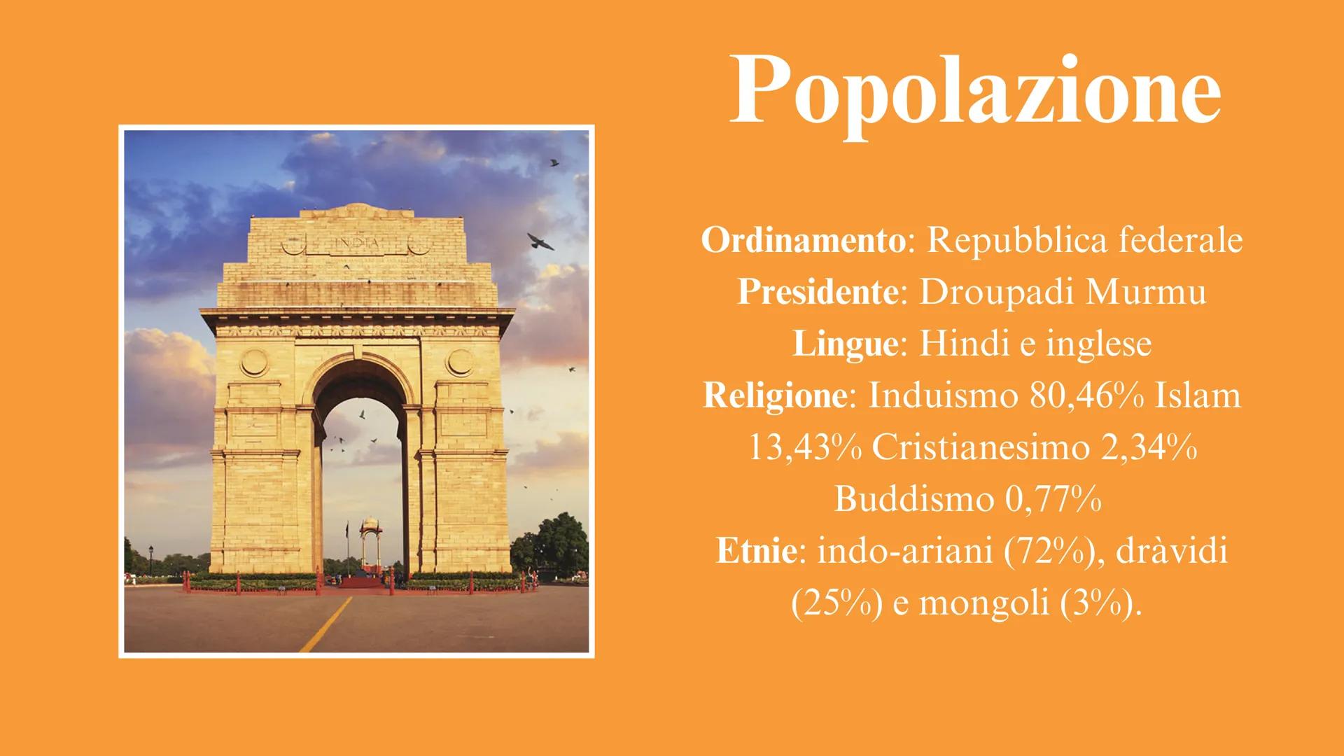 # India # Profilo fisico
• Superficie: 3.287.469 km²
• Confini:Pakistan a ovest, Cina, Nepal e
Bhutan a nord-est, Bangladesh e Myanmar a
es