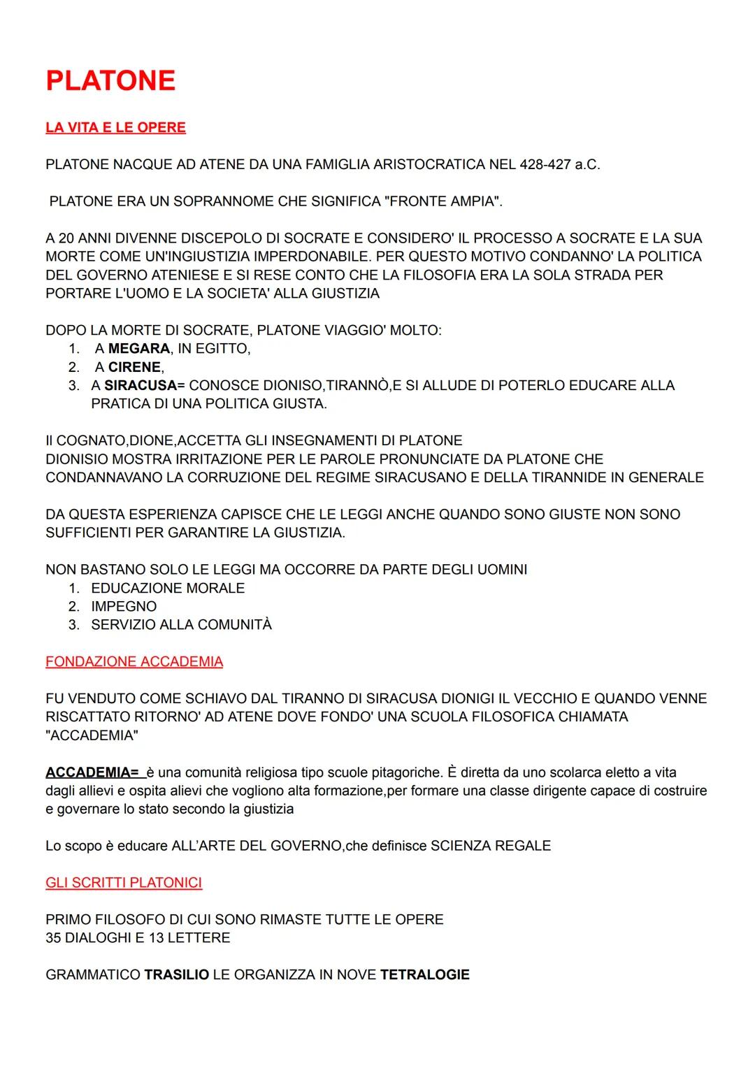 PLATONE
LA VITA E LE OPERE
PLATONE NACQUE AD ATENE DA UNA FAMIGLIA ARISTOCRATICA NEL 428-427 a.C.
PLATONE ERA UN SOPRANNOME CHE SIGNIFICA "F