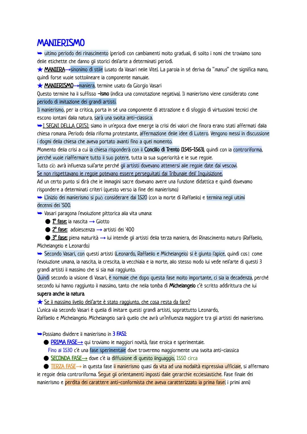 # MANIERISMO
➡ultimo periodo del rinascimento (periodi con cambiamenti molto graduali, di solito i nomi che troviamo sono
delle etichette c