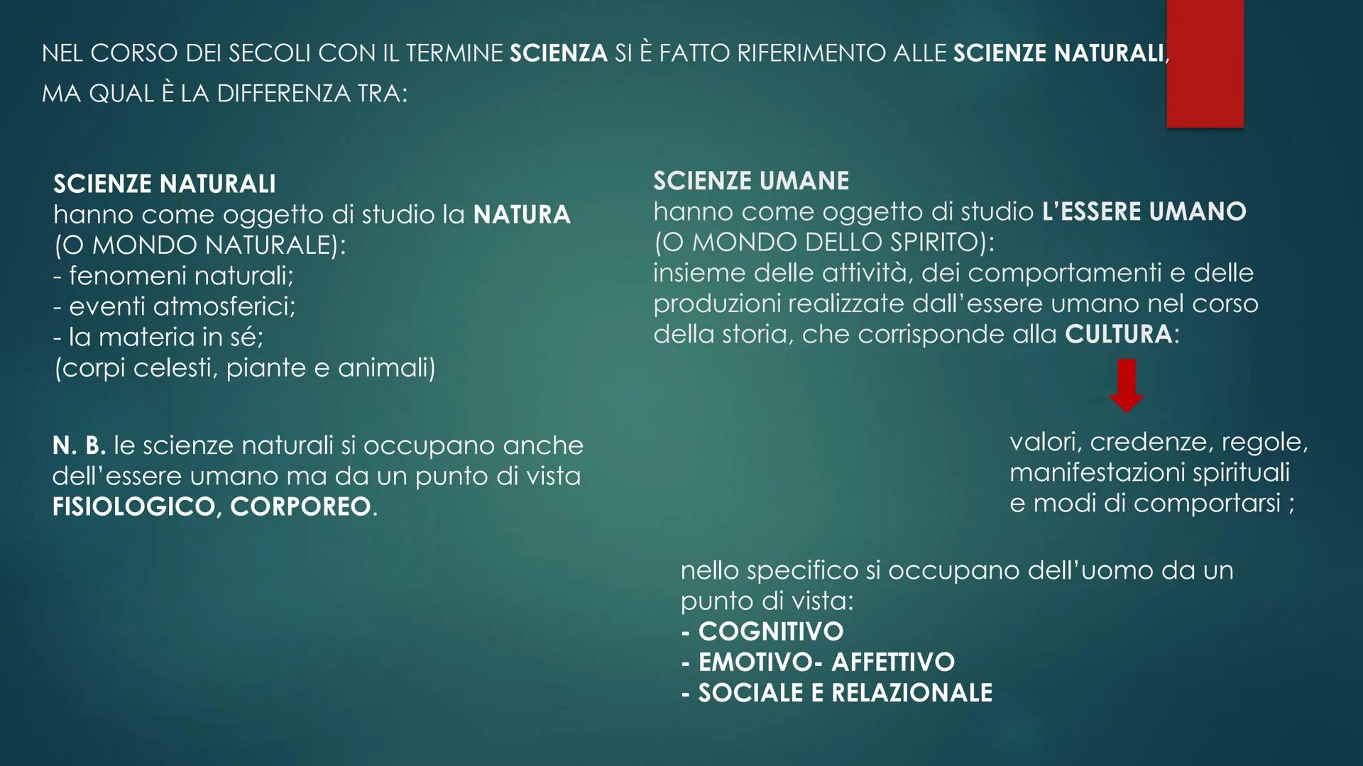 CHE COSA E QUALI SONO
LE SCIENZE UMANE ? NEL CORSO DEI SECOLI CON IL TERMINE SCIENZA SI È FATTO RIFERIMENTO ALLE SCIENZE NATURALI,
MA QUAL È
