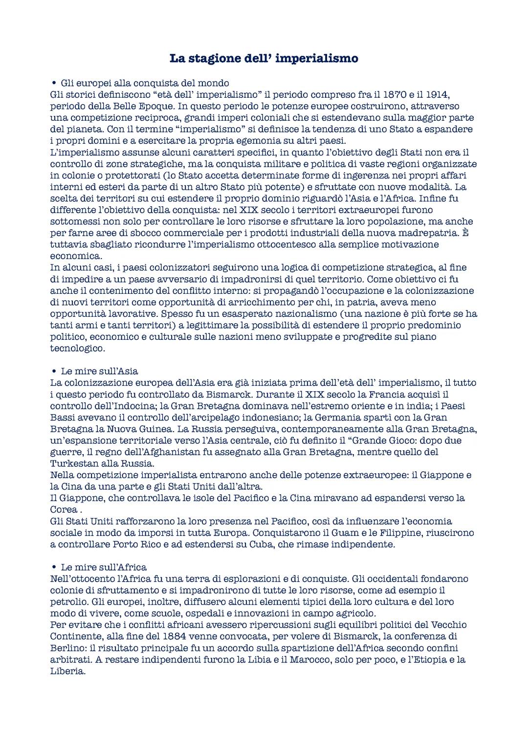 La stagione dell’imperialismo