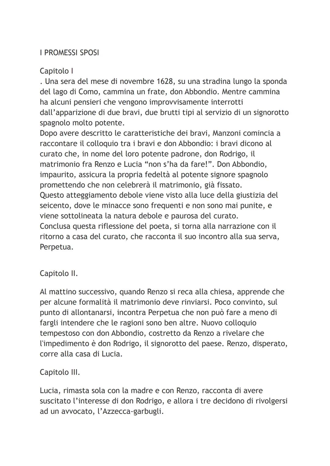 I PROMESSI SPOSI
Capitolo I
. Una sera del mese di novembre 1628, su una stradina lungo la sponda
del lago di Como, cammina un frate, don