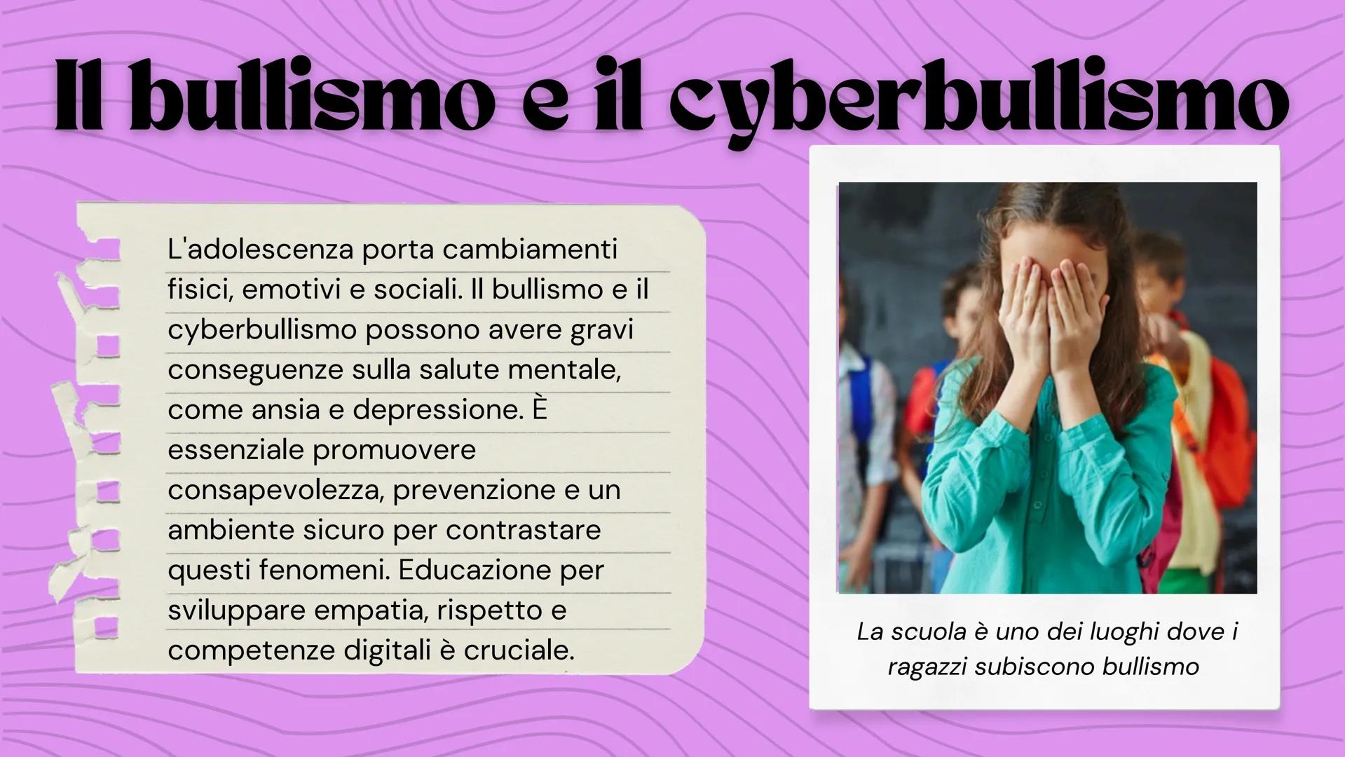 adolescenza
Sofia Cerruto, 3B Scienze:
gli ormoni
Educazione Civica:
Bullismo e
Cyberbullismo
Italiano:
De Amicis, Cuore
Musica:
i bambini p