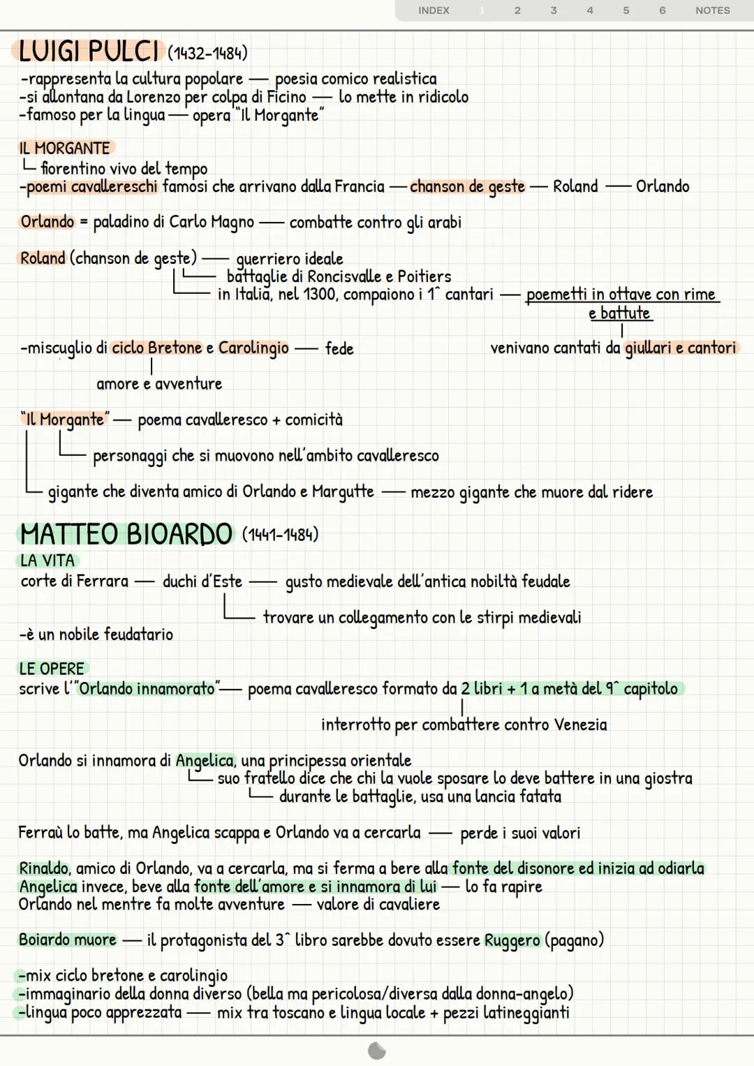 INDEX
2
3
4
5
6
NOTES
UMANESIMO E RINASCIMENTO
Cesura tra Medioevo ed Epoca Moderna — cambiamento radicale di mentalità
1400-1453 fine guerr