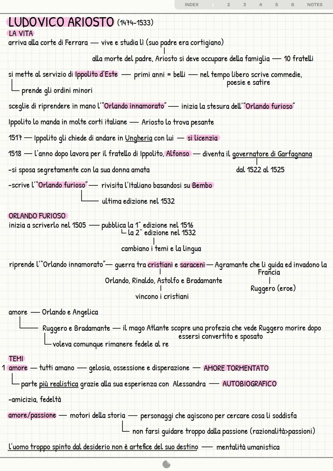 INDEX
2
3
4
5
6
NOTES
UMANESIMO E RINASCIMENTO
Cesura tra Medioevo ed Epoca Moderna — cambiamento radicale di mentalità
1400-1453 fine guerr