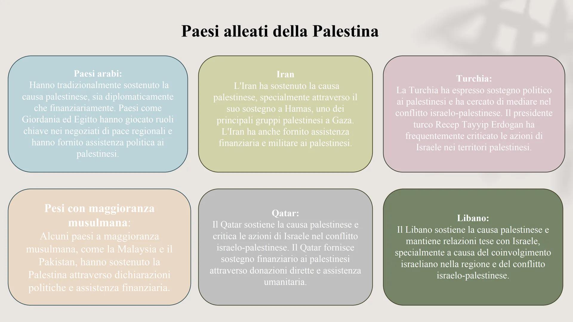 Il conflitto Israelo-Palestinese
«Una vittoria non è tale se non mette fine alla guerra» # Paesi coinvolti
nel conflitto
La guerra Israelo
