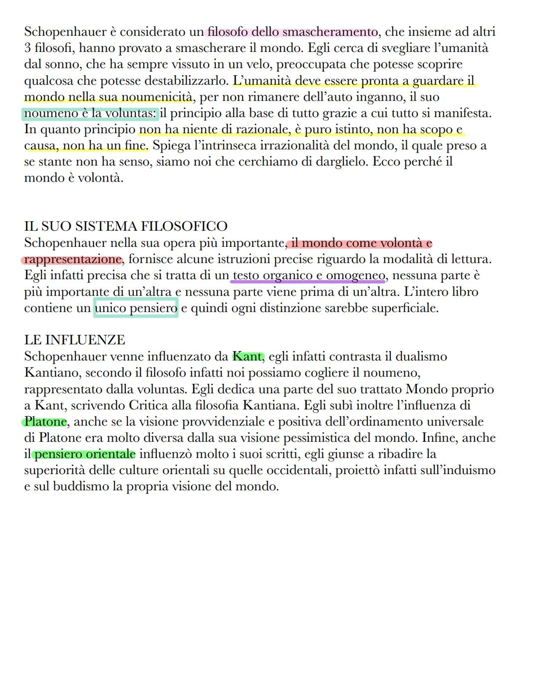 Schopenhauer
Ha vissuto tra fine 700 e metà 800, è un filosofo che nasce da una famiglia molto
agiata, sembrava dover essere destinato a con