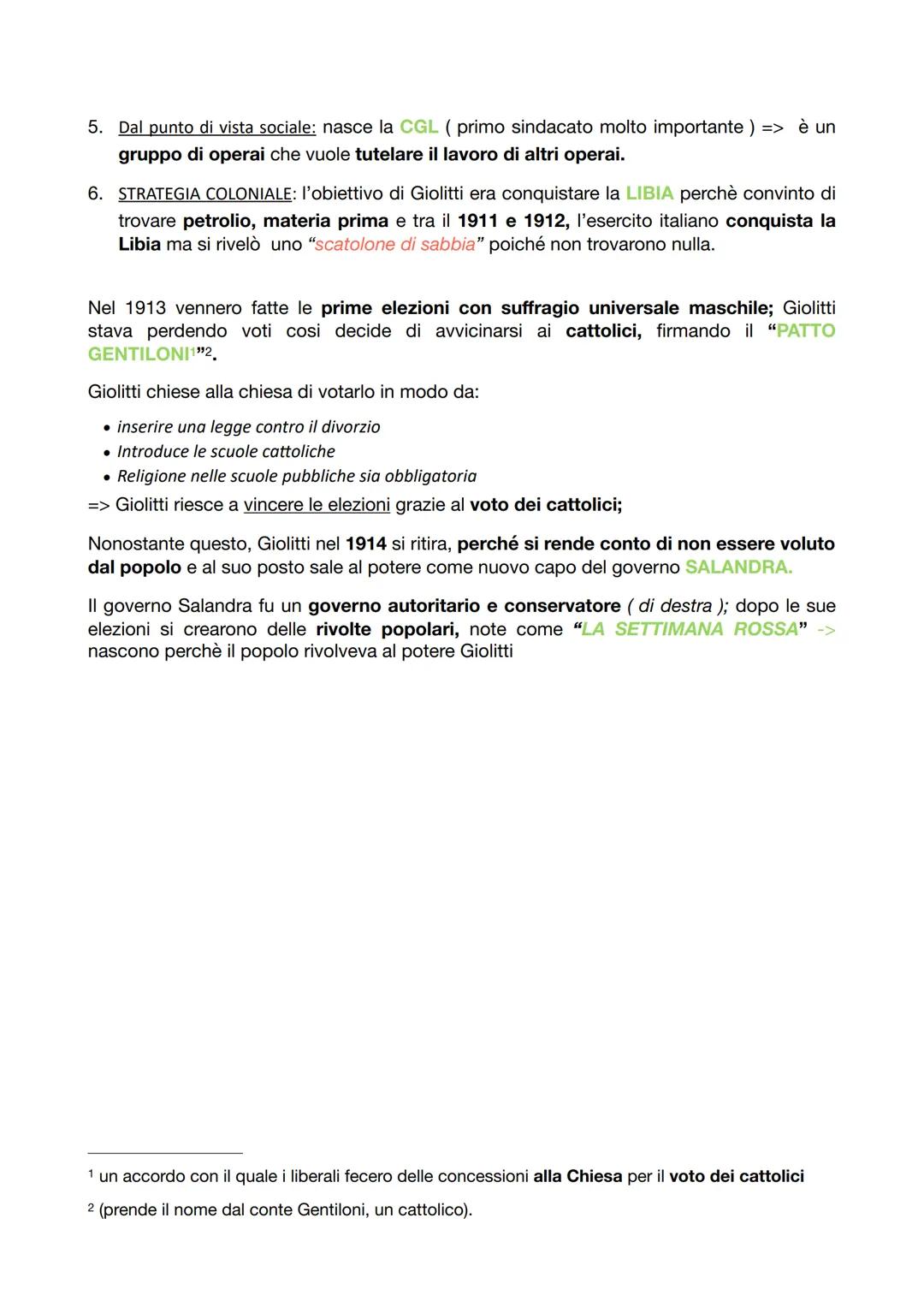 GIOLITTI
•
Nei primi anni del '900 ci sono due situazione che cambiarono le cose:
• Torna al potere il governo di destra (conservatrice)
lil