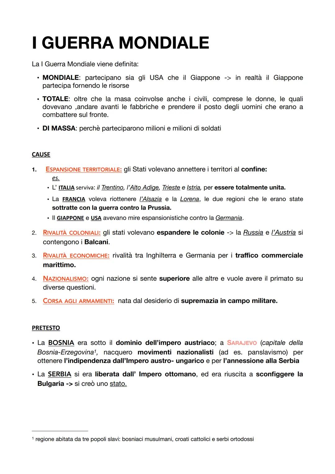 # I GUERRA MONDIALE
La I Guerra Mondiale viene definita:
* MONDIALE: partecipano sia gli USA che il Giappone -> in realtà il Giappone