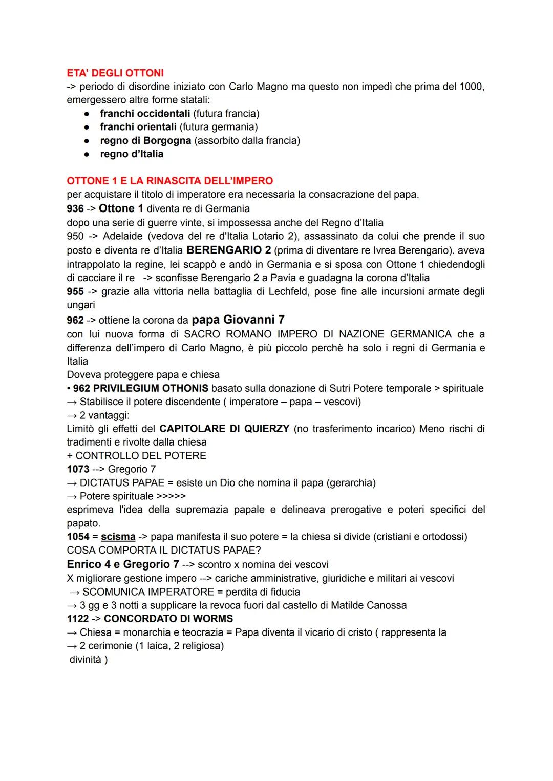 ETA' DEGLI OTTONI
-> periodo di disordine iniziato con Carlo Magno ma questo non impedì che prima del 1000,
emergessero altre forme statali: