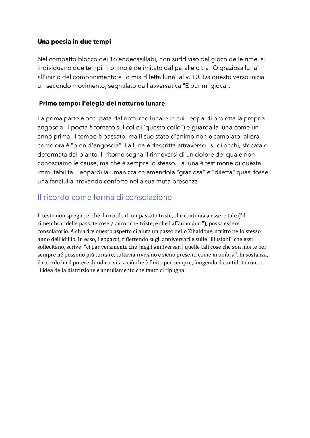 # Alla Luna di Leopardi: testo e
parafrasi
## Testo
O graziosa luna, mi ricordo che, un anno fa, venivo pieno di angoscia su questo
colle