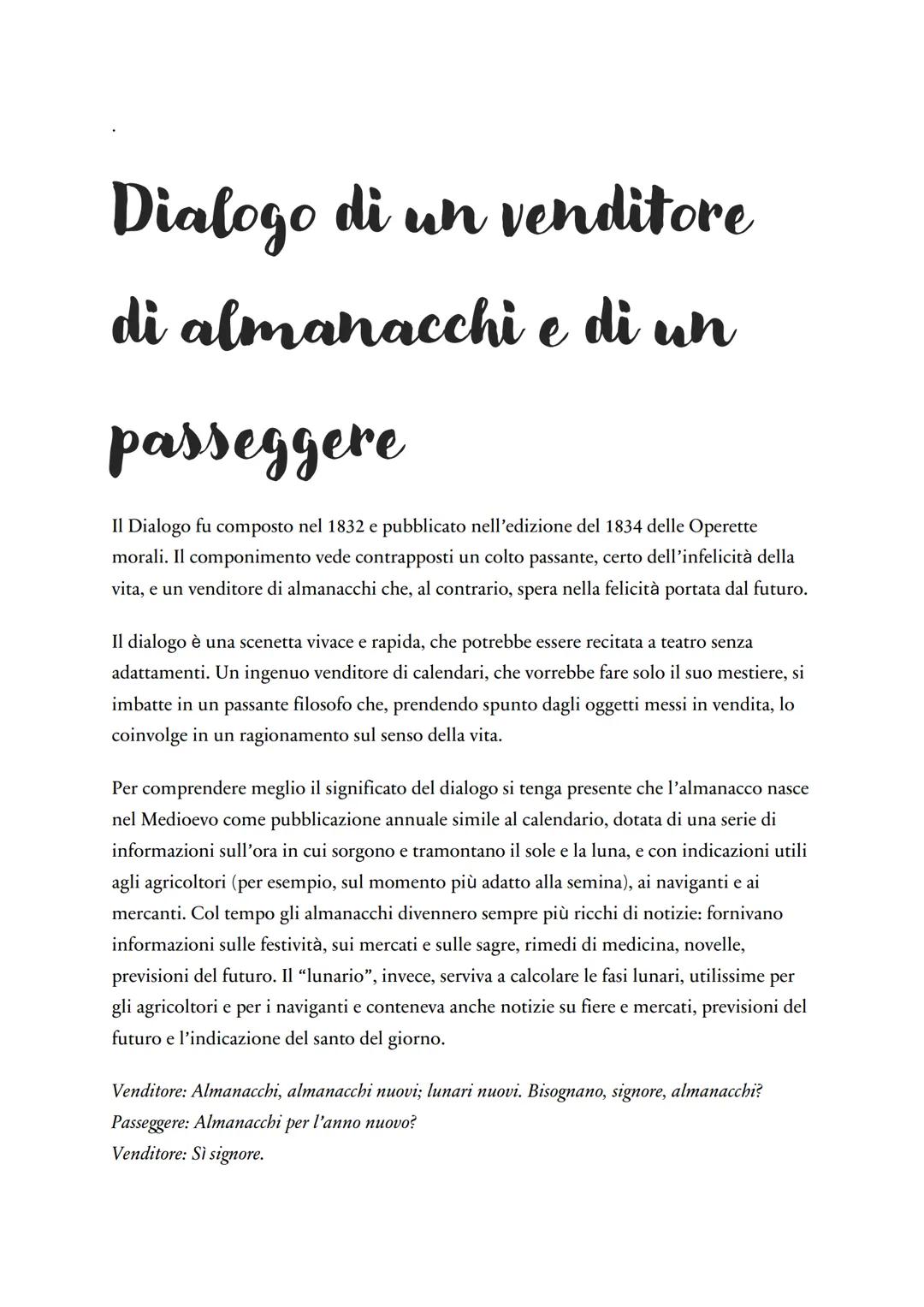 # Dialogo di un venditore
# di almanacchi e di un
# passeggere
Il Dialogo fu composto nel 1832 e pubblicato nell'edizione del 1834 delle