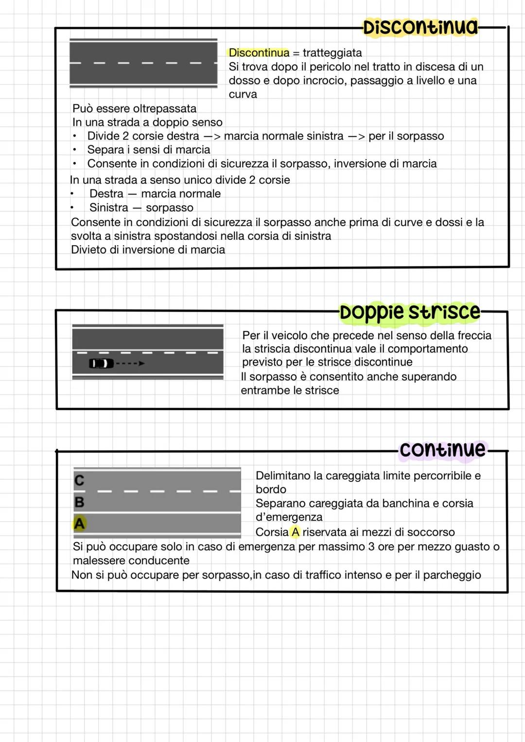 # segnaletica orizzontale
-Vietato-
Strisce longitudini al centro della careggiata รจ vietato circolare standovi a cavallo
-continua-
Si tr