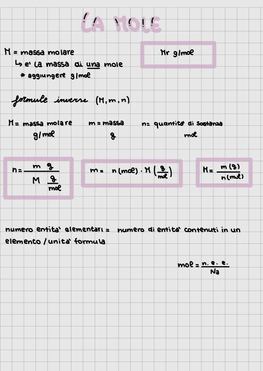 # LA MOLE
Ma = massa atomica assoluta
$
\rightarrow e' \text{la massa di un atomo in kg}
$
Ar = massa atomica relativa
$
\rightarrow e' \t