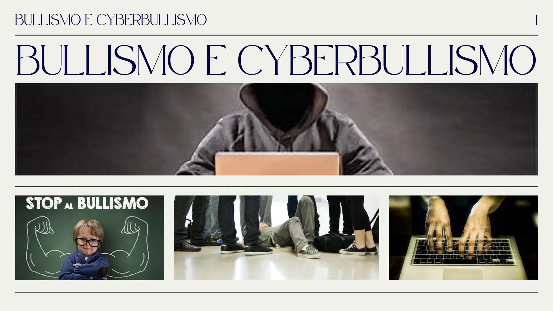 BULLISMO E CYBERBULLISMO
BULLISMO E CYBERBULLISMO
STOP AL BULLISMO BULLISMO
2
BULLISMO
CHE COS'È IL BULLISMO?
Il bullismo è una forma di vio
