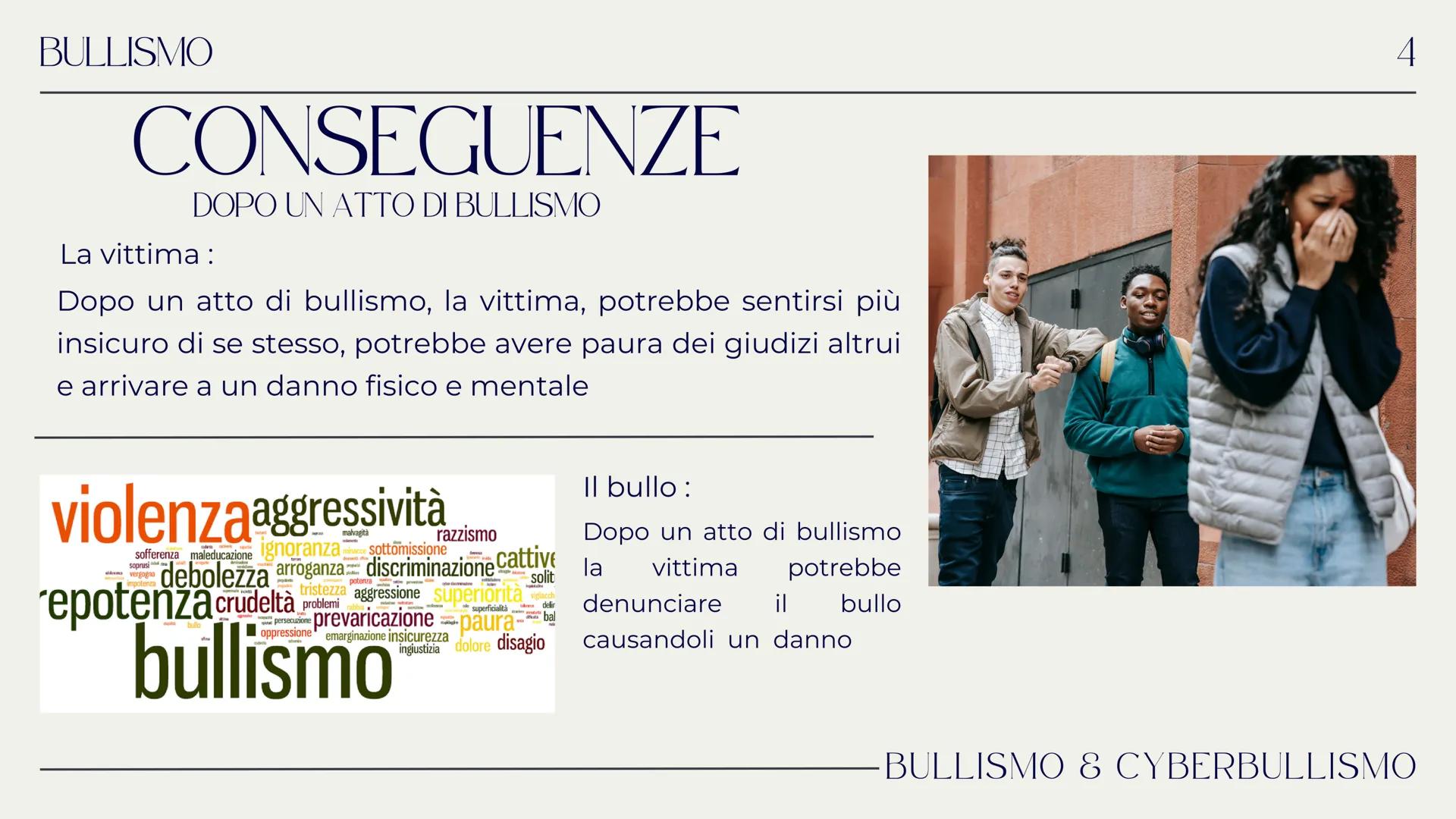 BULLISMO E CYBERBULLISMO
BULLISMO E CYBERBULLISMO
STOP AL BULLISMO BULLISMO
2
BULLISMO
CHE COS'È IL BULLISMO?
Il bullismo è una forma di vio