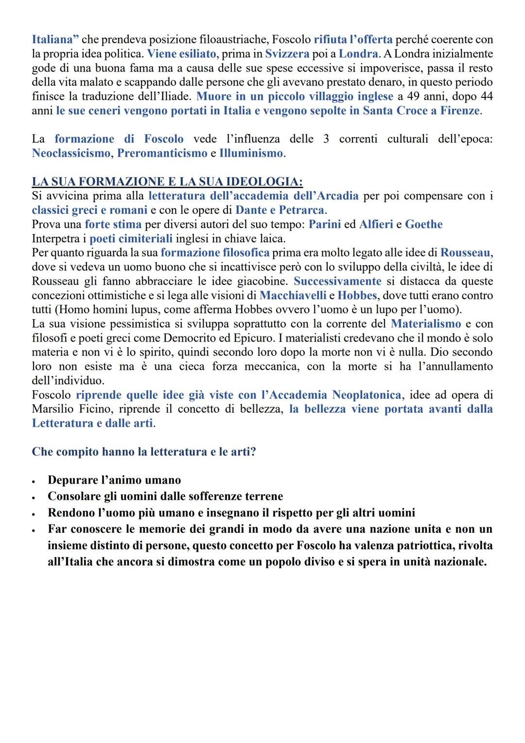 # Ugo Foscolo
VITA:
Niccolò Ugo Foscolo nasce nell' isola greca di
Zante (Zacinto) isola che nel periodo napoleonico
apparteneva alla repu