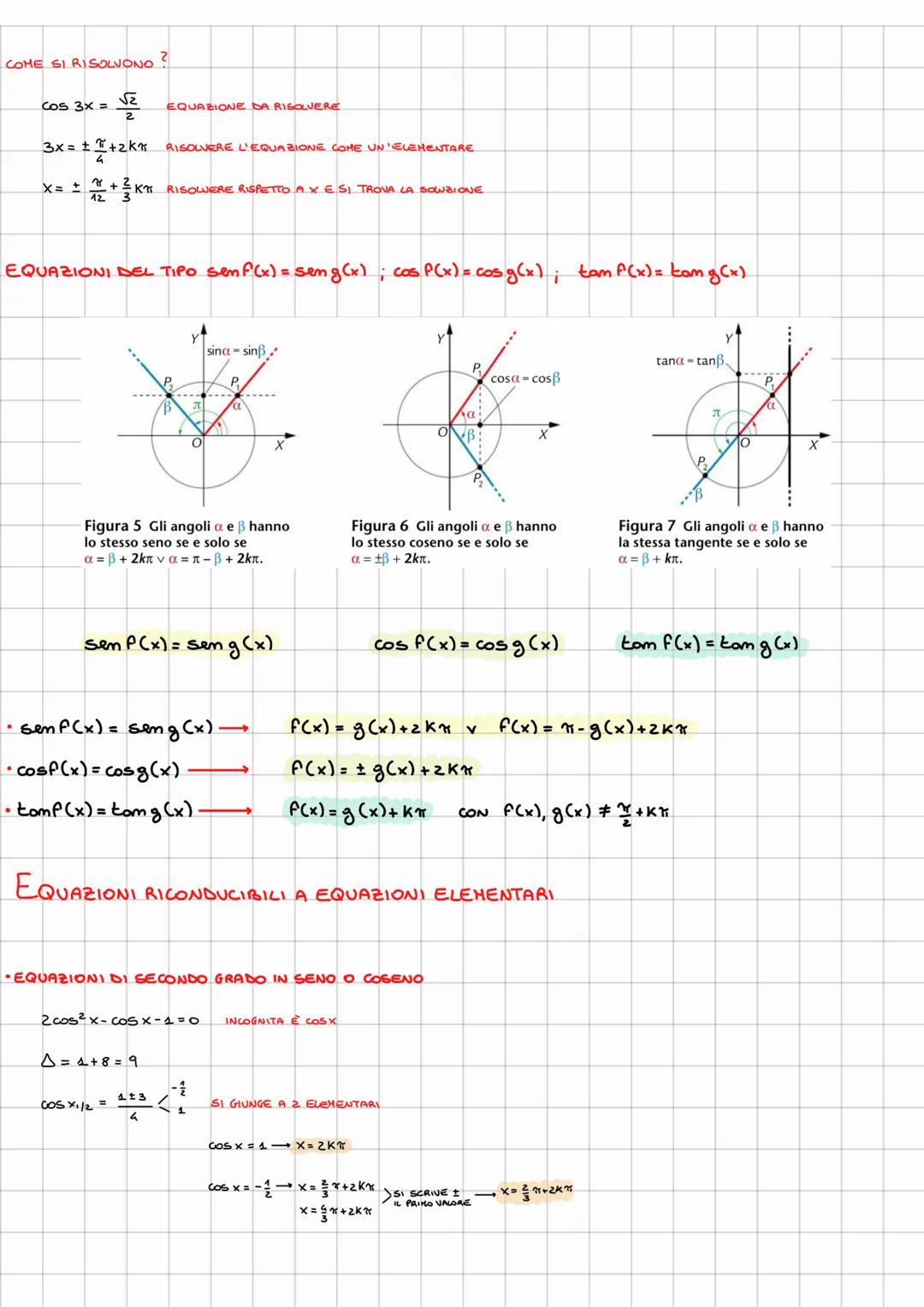# EQUAZIONI GONIOMETRICHE
- EQUAZIONI GONIOMETRICHE ELEMENTARI
- $Sen x = m $
$x=a+2K \bigvee x = r-a+2kx$
- CASI PARTICOLARI:
- $Sem