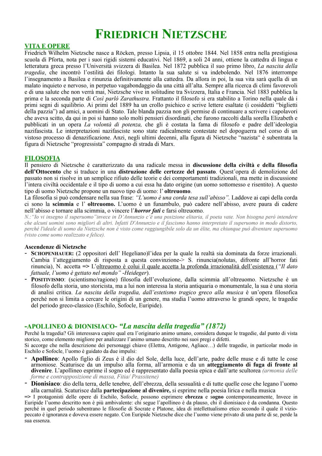 # FRIEDRICH NIETZSCHE
## VITA E OPERE
Friedrich Wilhelm Nietzsche nasce a Röcken, presso Lipsia, il 15 ottobre 1844. Nel 1858 entra nella
