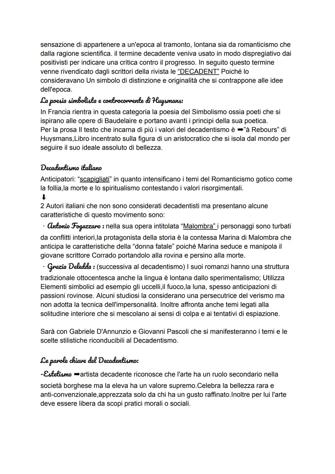 # Decadentismo:
Movimento letterario e artistico che nasce in Francia e si diffonde nel resto d'Europa
tra la fine dell'Ottocento e il prim